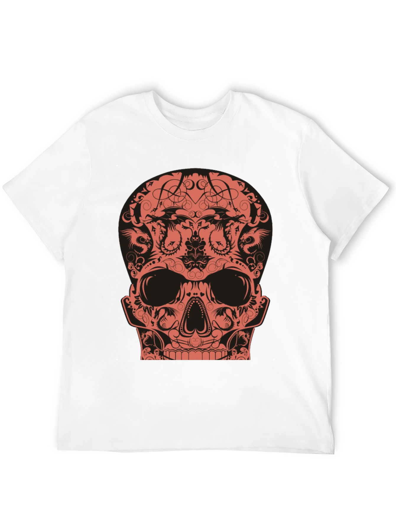Skull Dragon Graphic Tee - Black Cotton T-Shirt