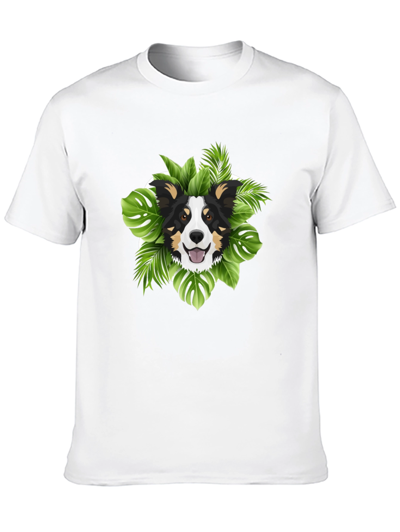 Tropical Dog Graphic T-Shirt - Black