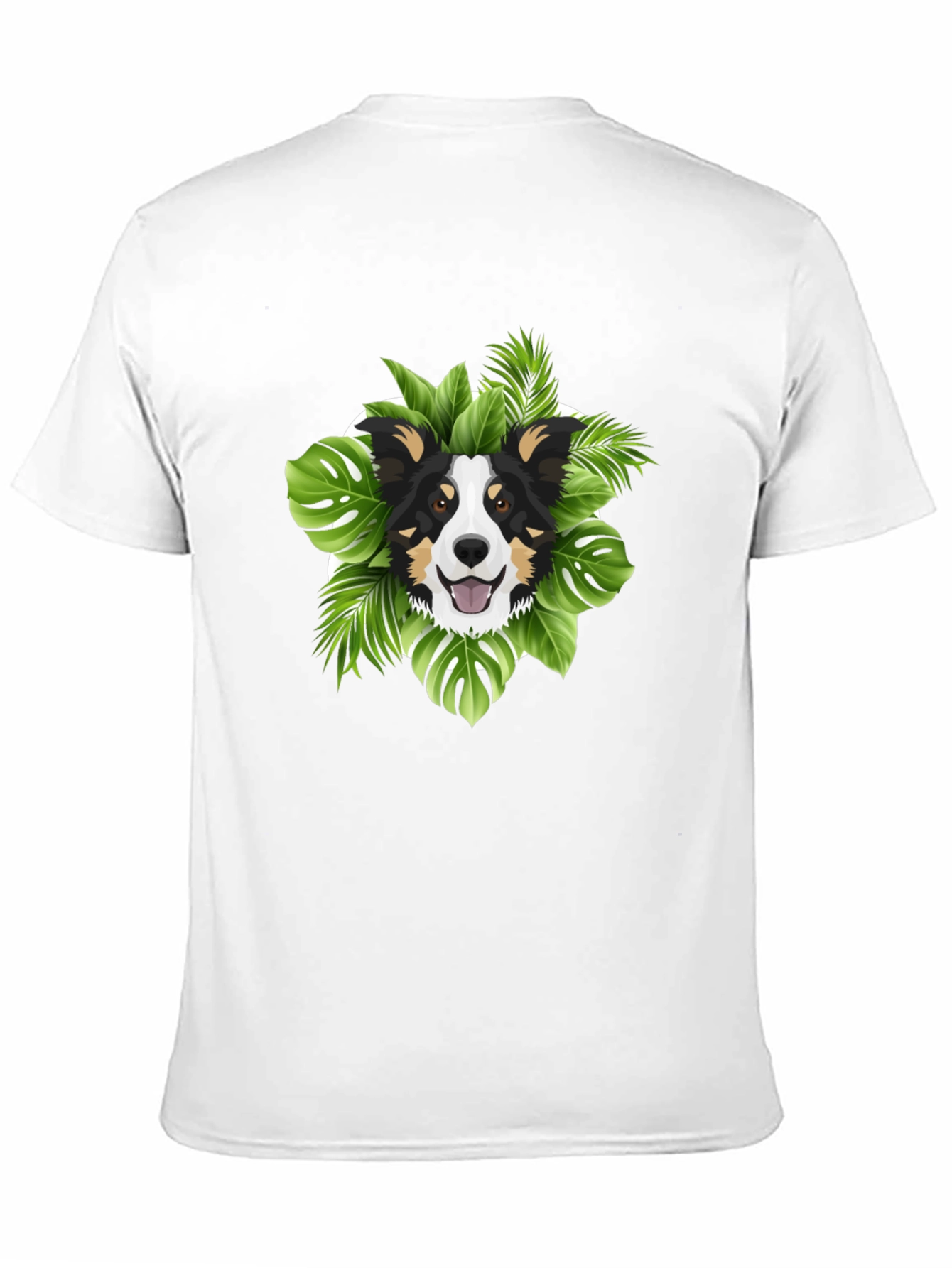 Tropical Dog Graphic T-Shirt - Black