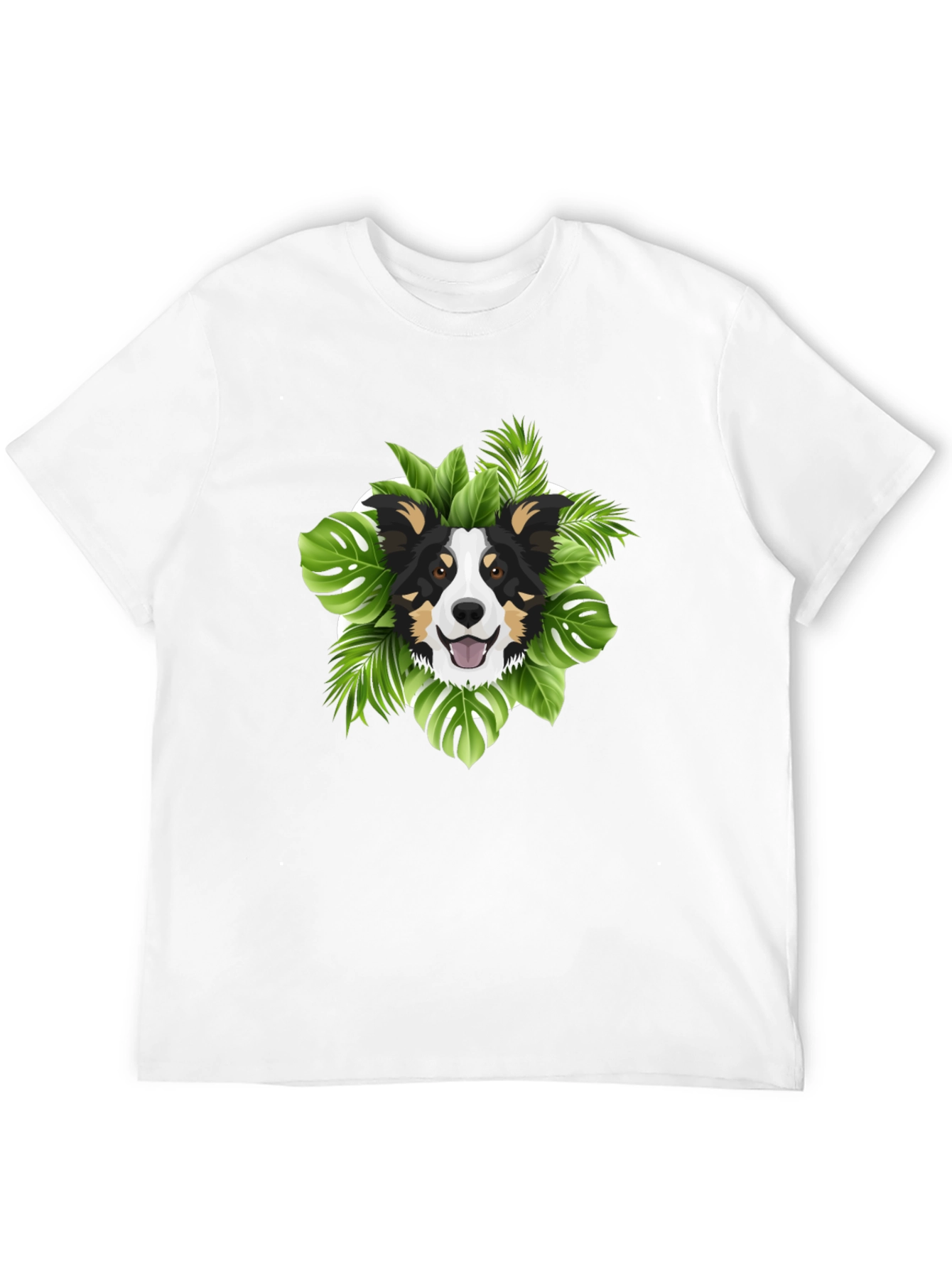 Tropical Dog Graphic T-Shirt - Black