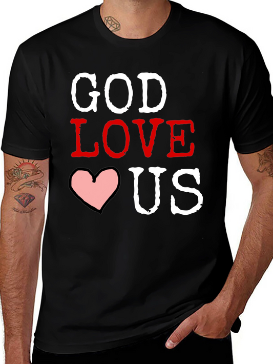 God Loves Us Graphic T-Shirt - Black