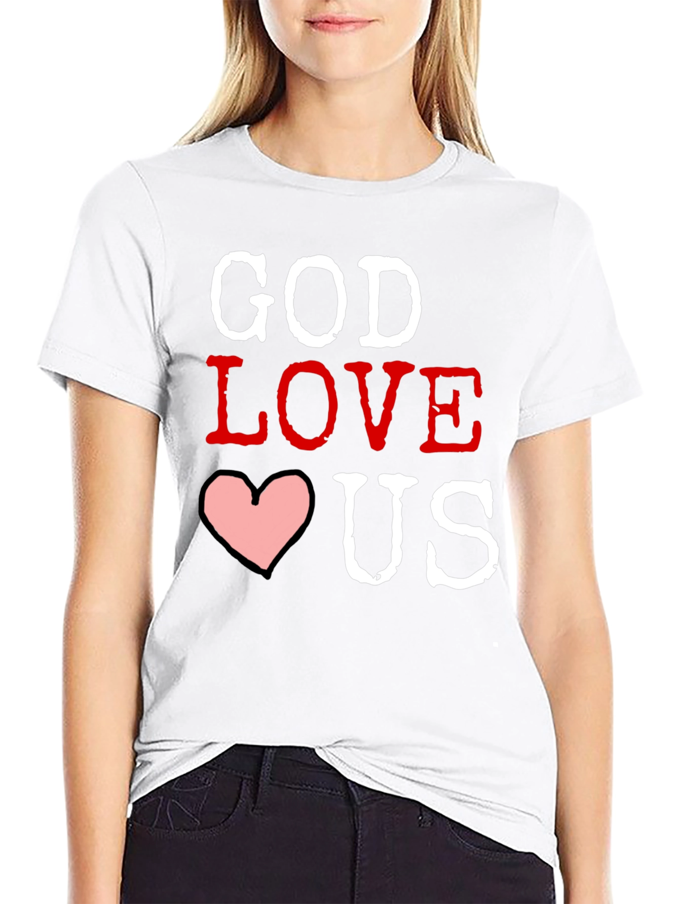 God Loves Us Graphic T-Shirt - Black