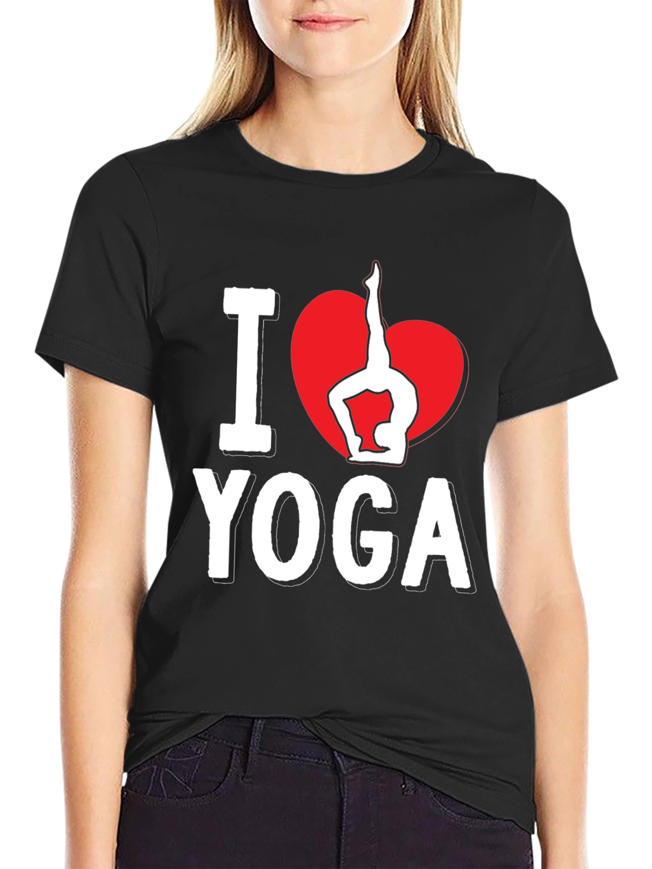 I Love Yoga T-Shirt - Black Cotton Blend