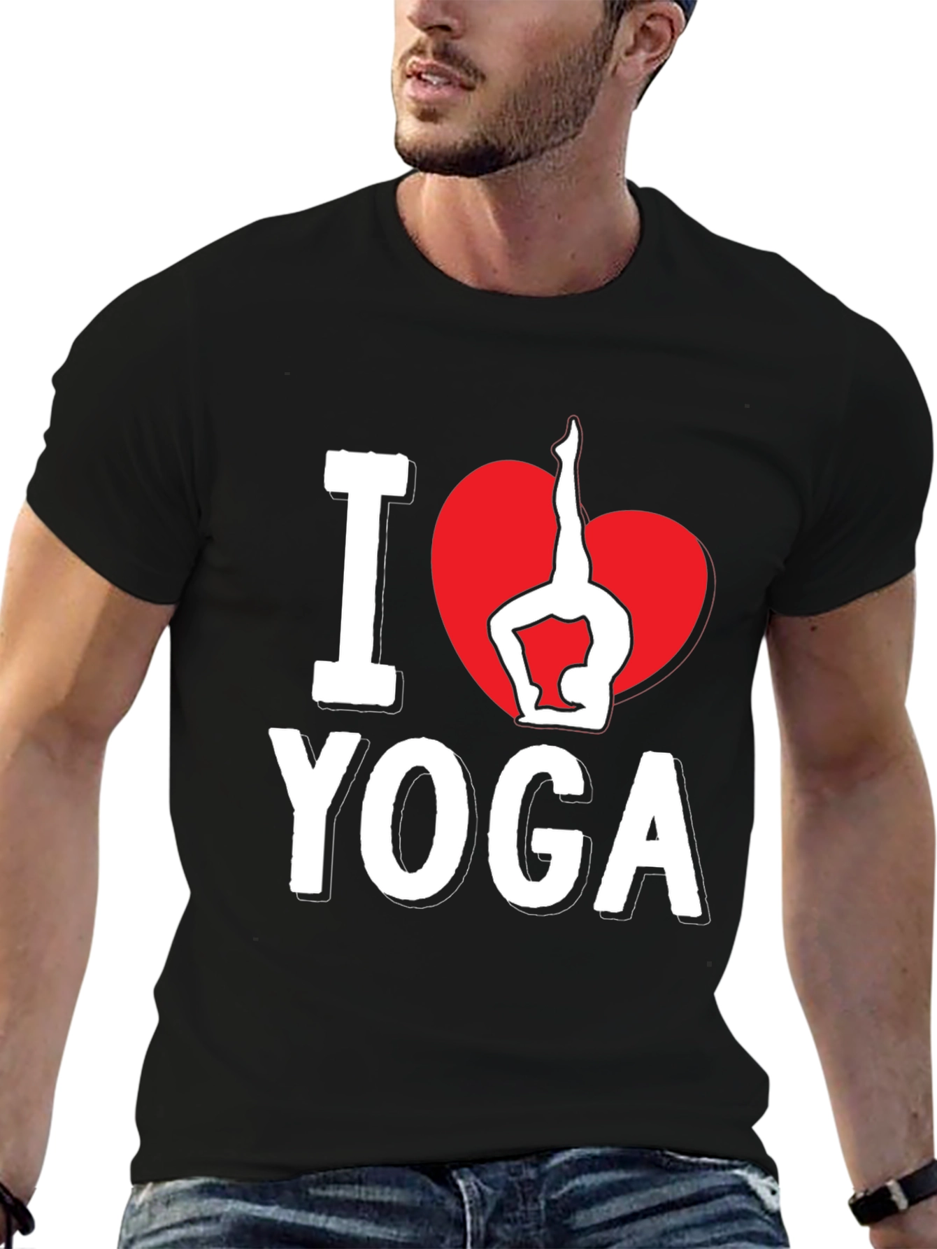 I Love Yoga T-Shirt - Black Cotton Blend
