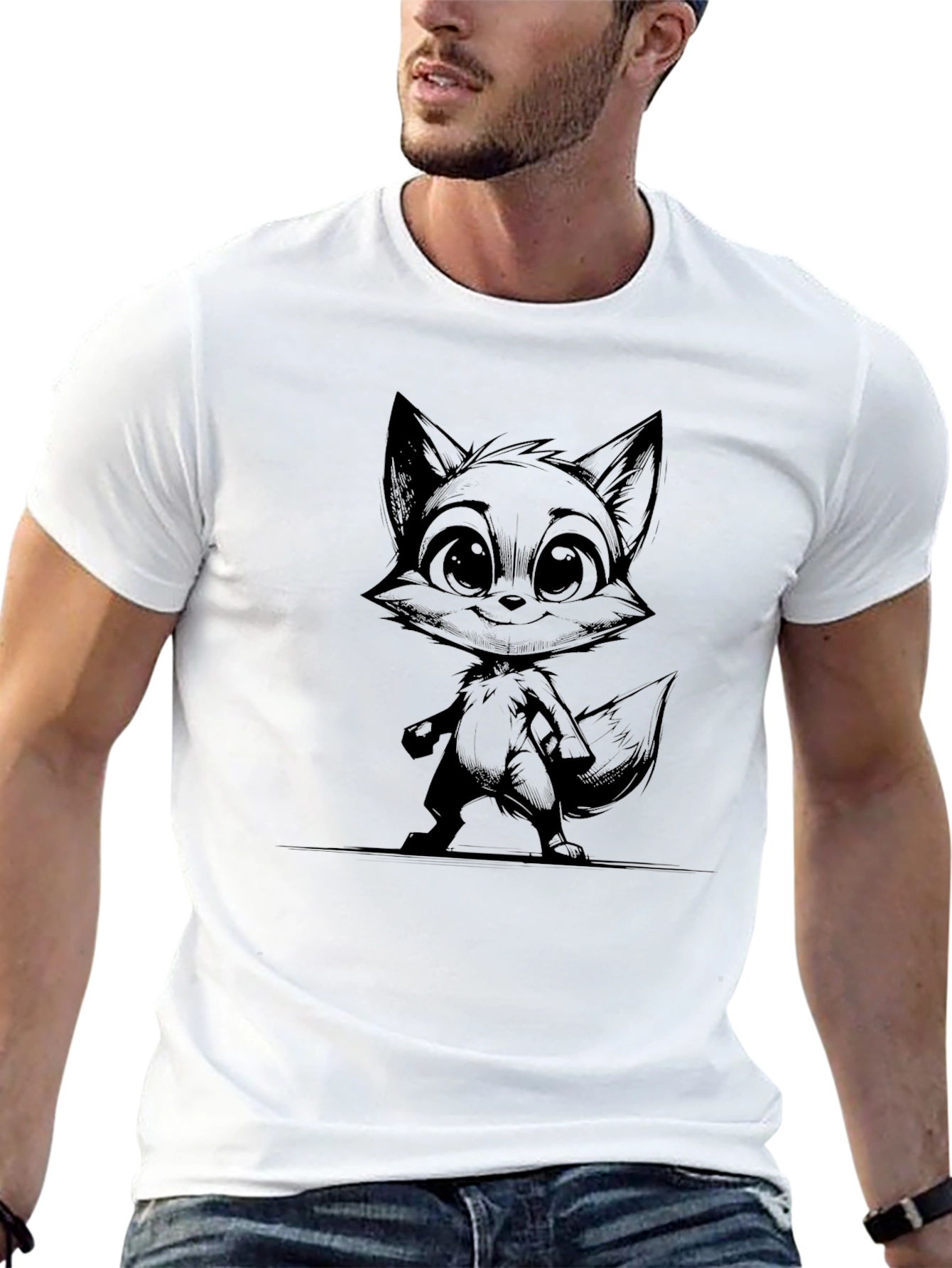 Cute Fox Graphic Tee - Stylish Black T-Shirt