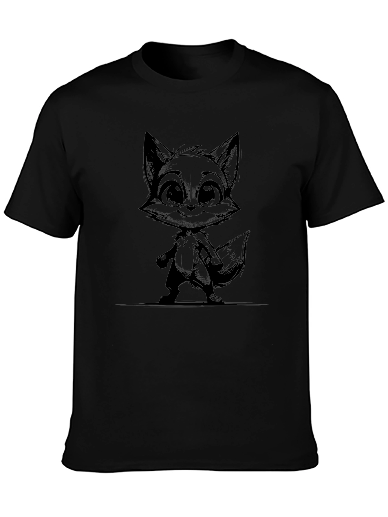 Cute Fox Graphic Tee - Stylish Black T-Shirt