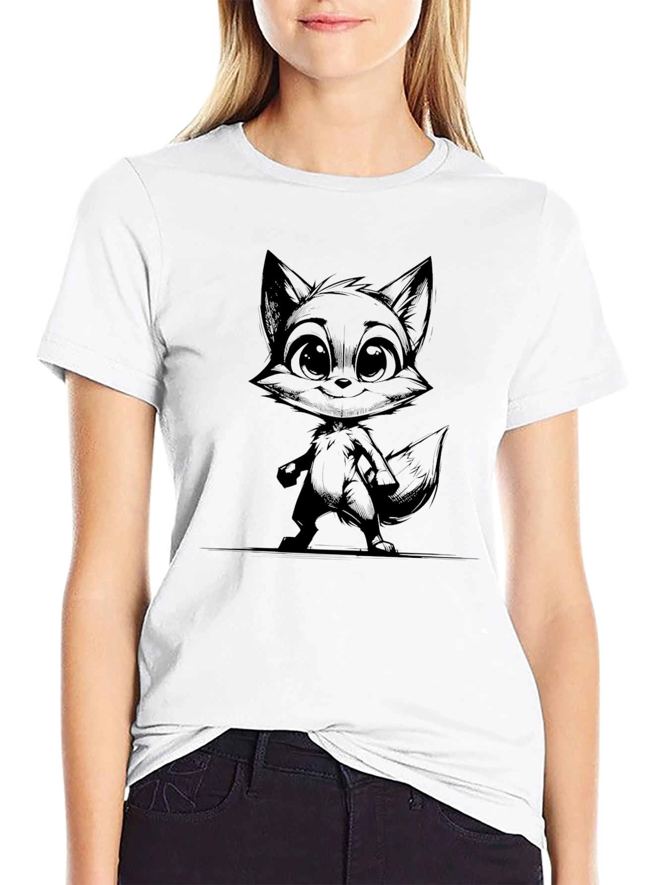 Cute Fox Graphic Tee - Stylish Black T-Shirt