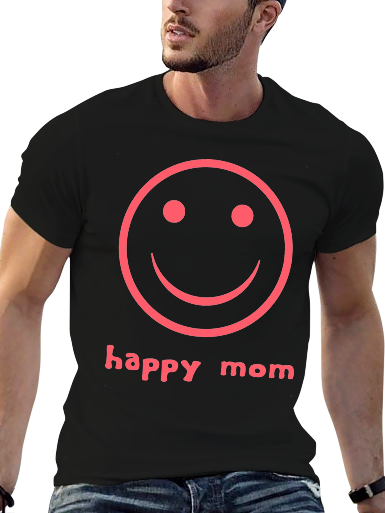 Happy Mom Smiley Face Graphic T-Shirt