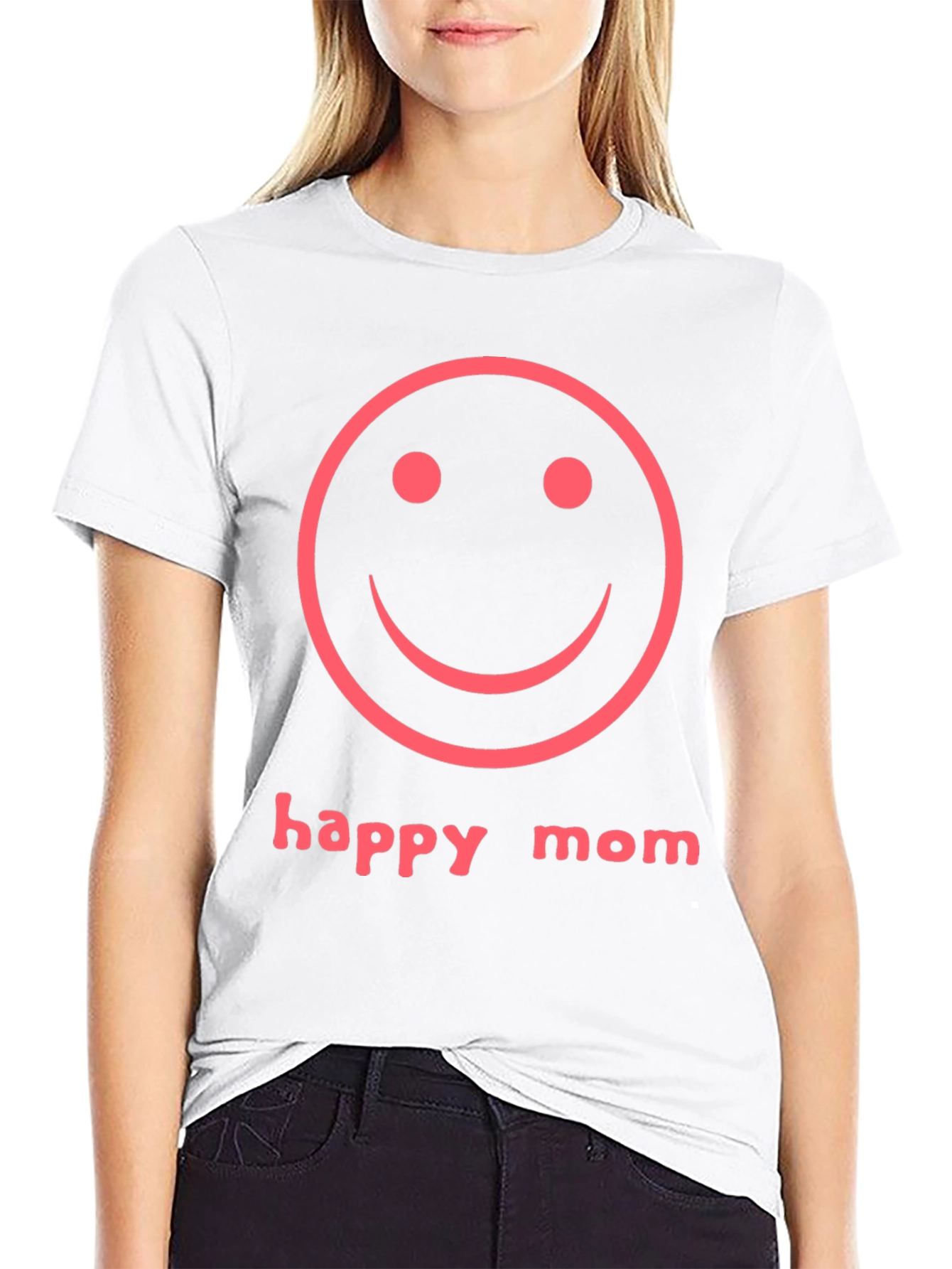 Happy Mom Smiley Face Graphic T-Shirt