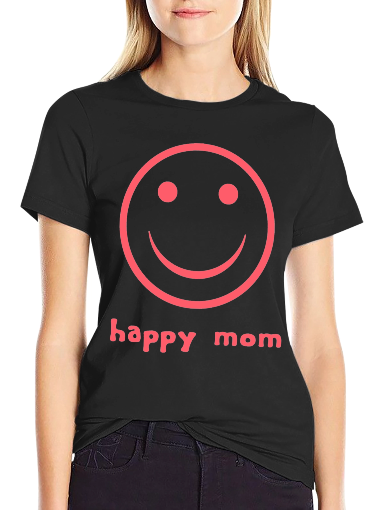 Happy Mom Smiley Face Graphic T-Shirt