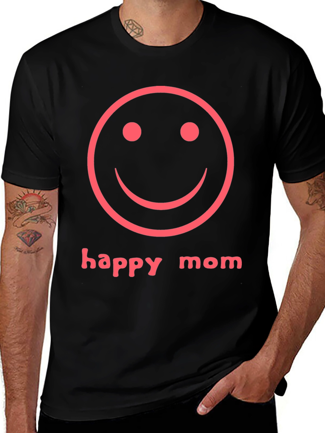 Happy Mom Smiley Face Graphic T-Shirt