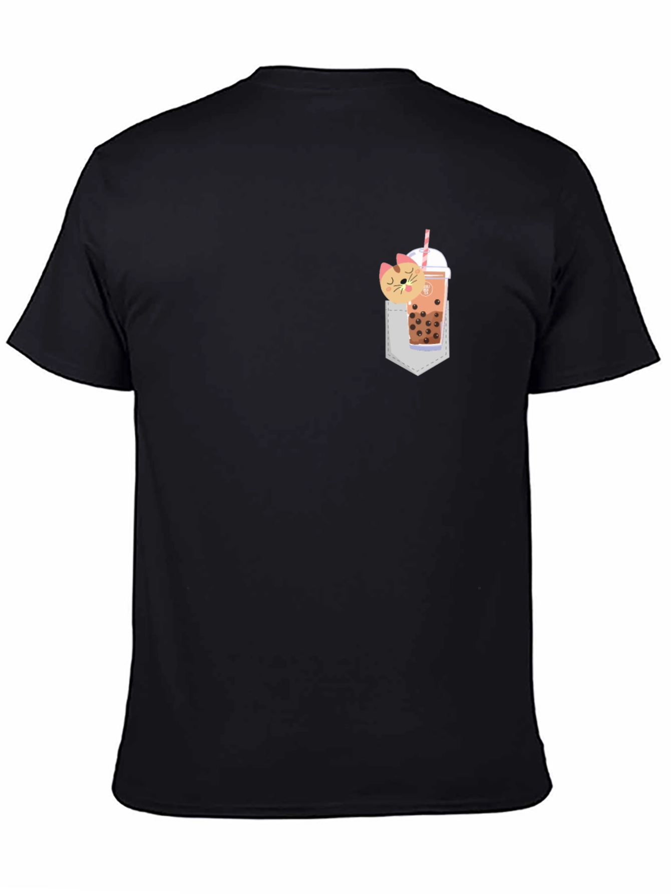 Boba Cat Pocket Print Tee - Cute Kawaii Style