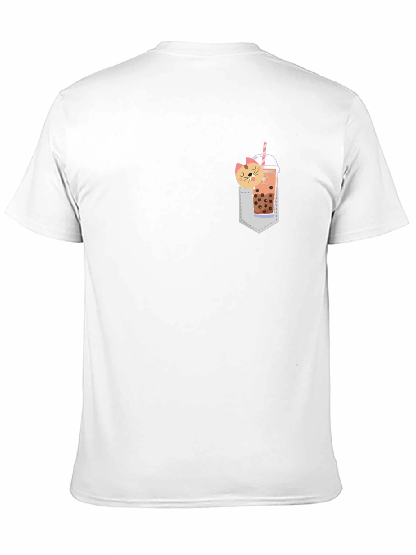 Boba Cat Pocket Print Tee - Cute Kawaii Style