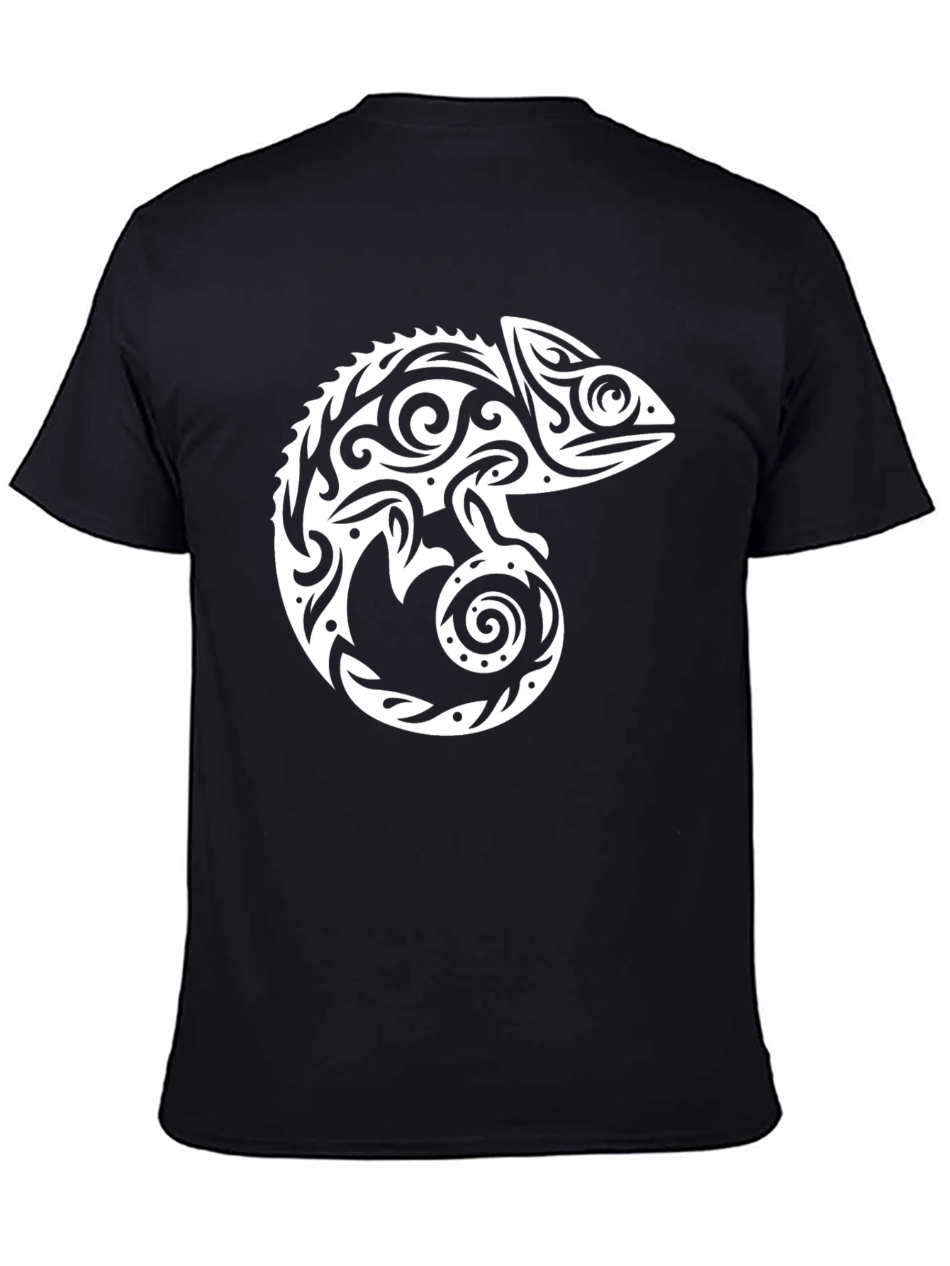 Tribal Chameleon Graphic Tee - Cool Black T-Shirt