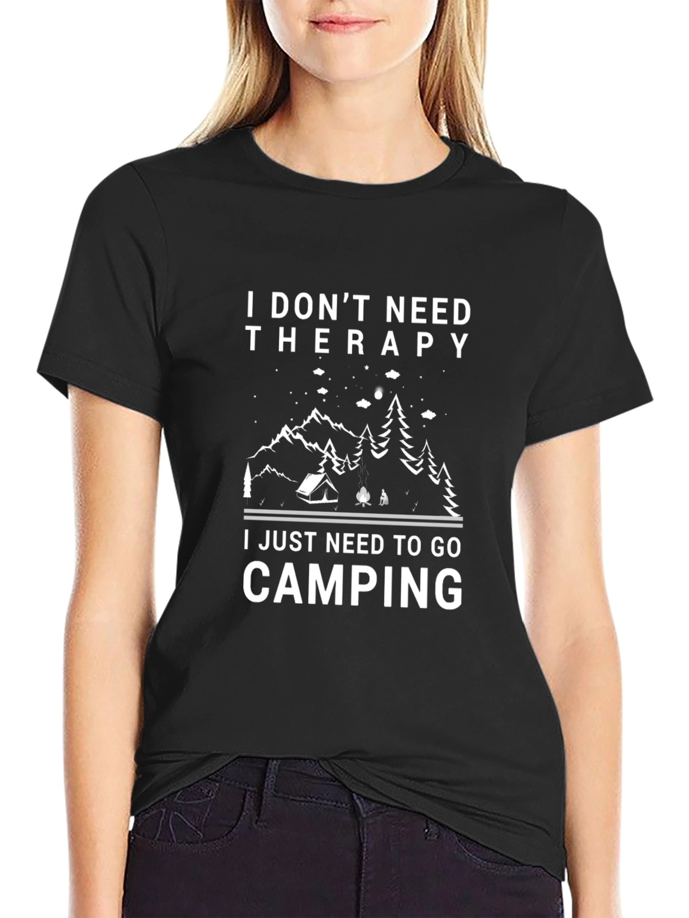 Camping Therapy Black Graphic Tee