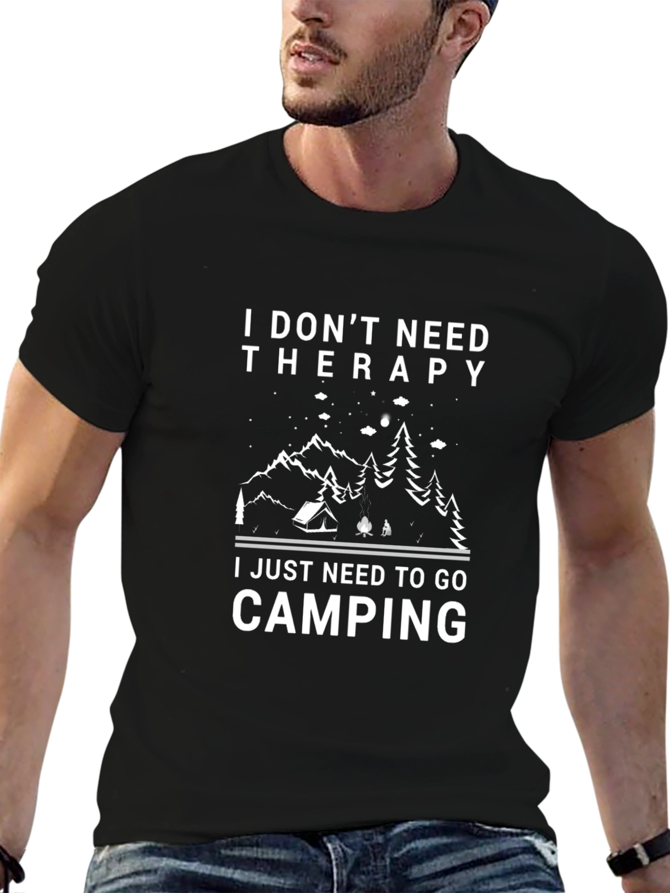 Camping Therapy Black Graphic Tee