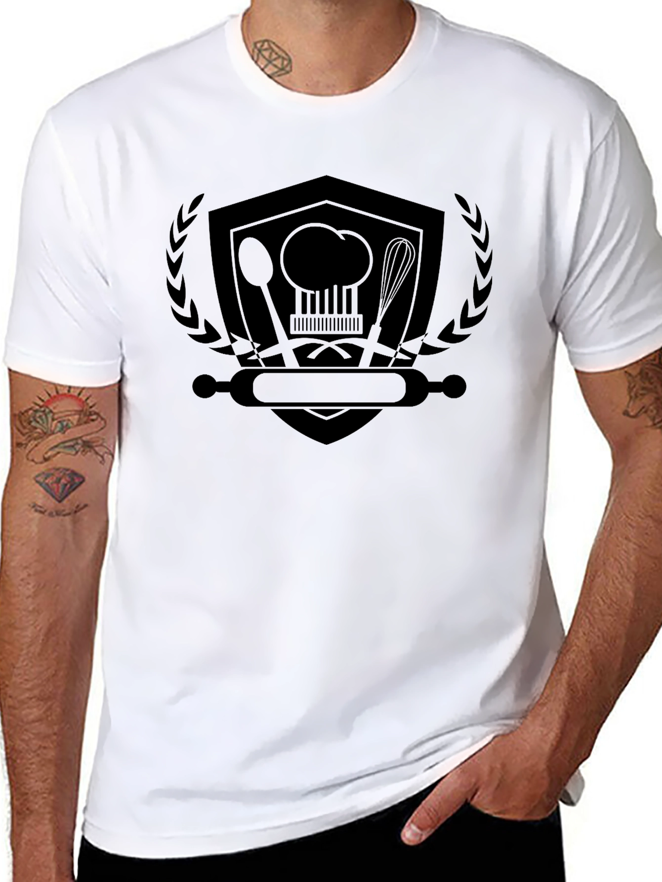Chefs Shield Black T-Shirt - Culinary Design