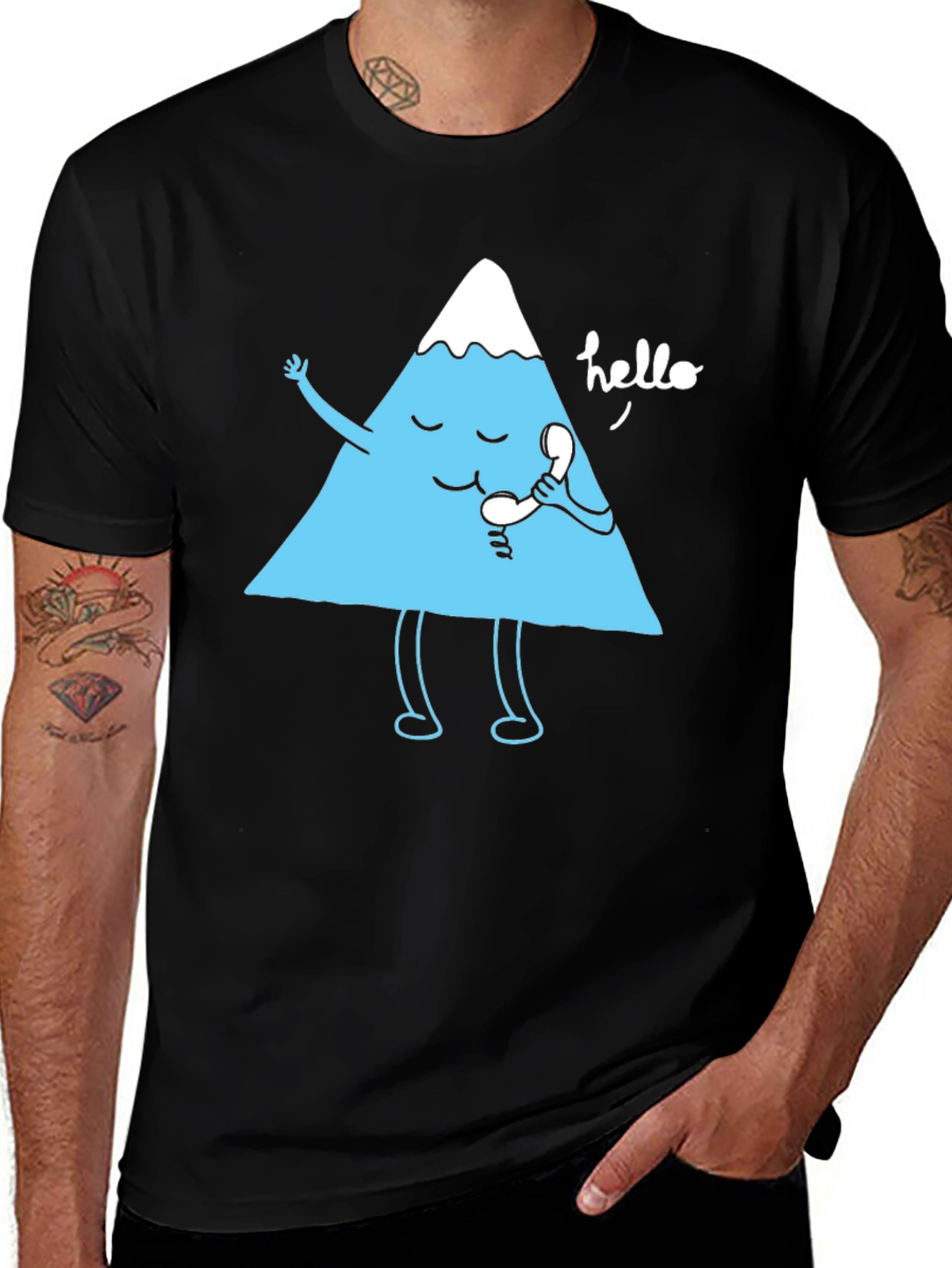 Funny Mountain Talking on the Phone Graphic T-Shirt