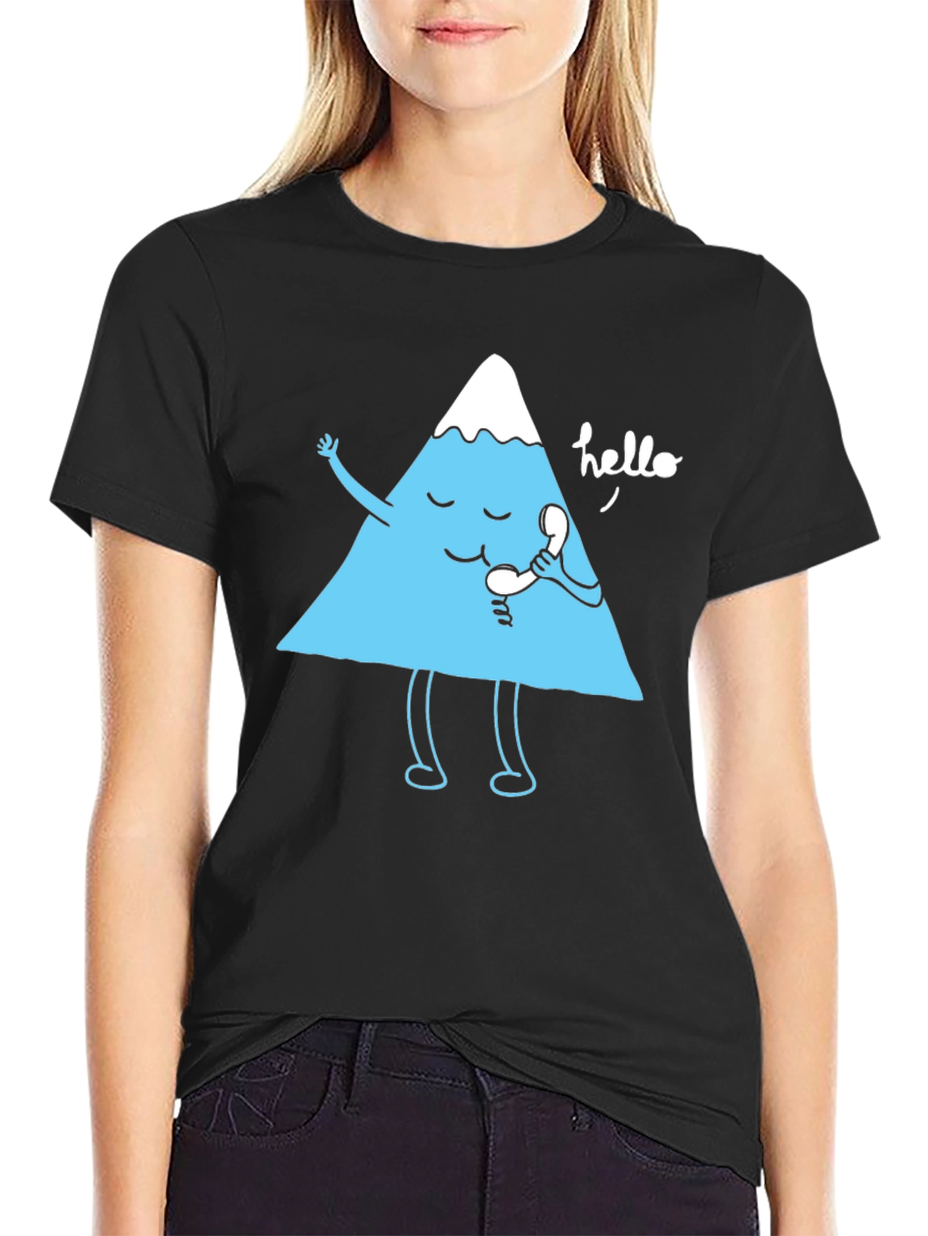 Funny Mountain Talking on the Phone Graphic T-Shirt