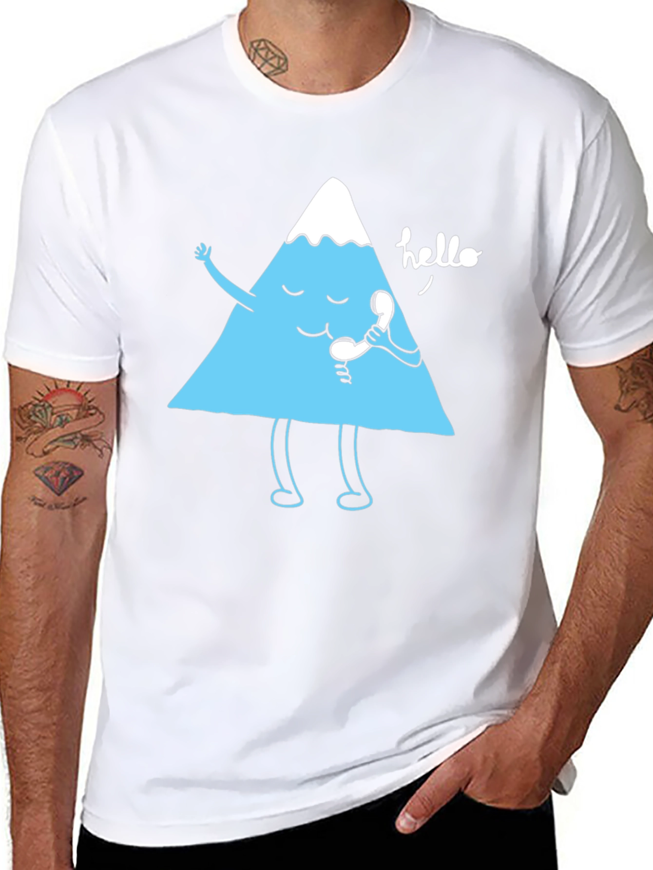 Funny Mountain Talking on the Phone Graphic T-Shirt