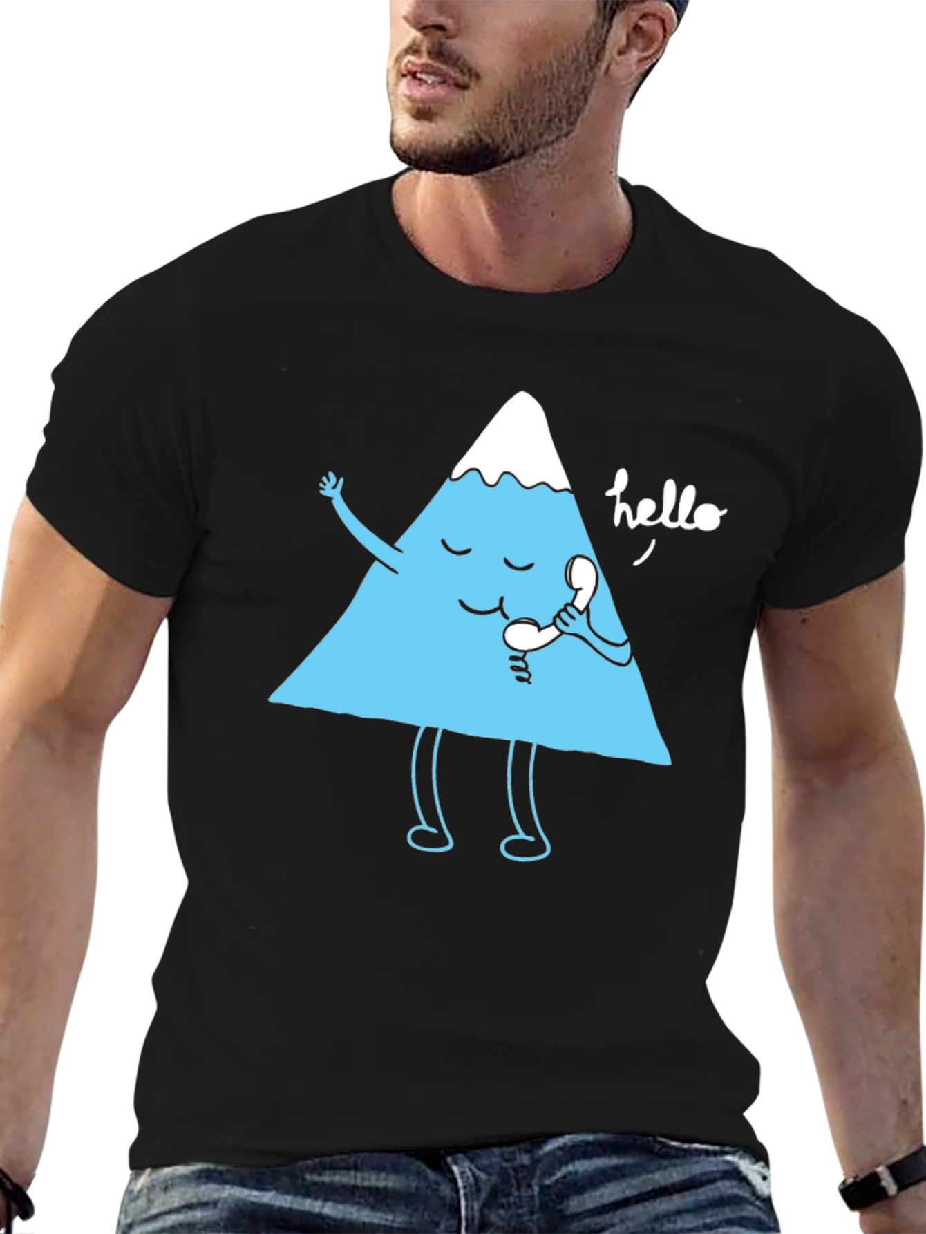 Funny Mountain Talking on the Phone Graphic T-Shirt