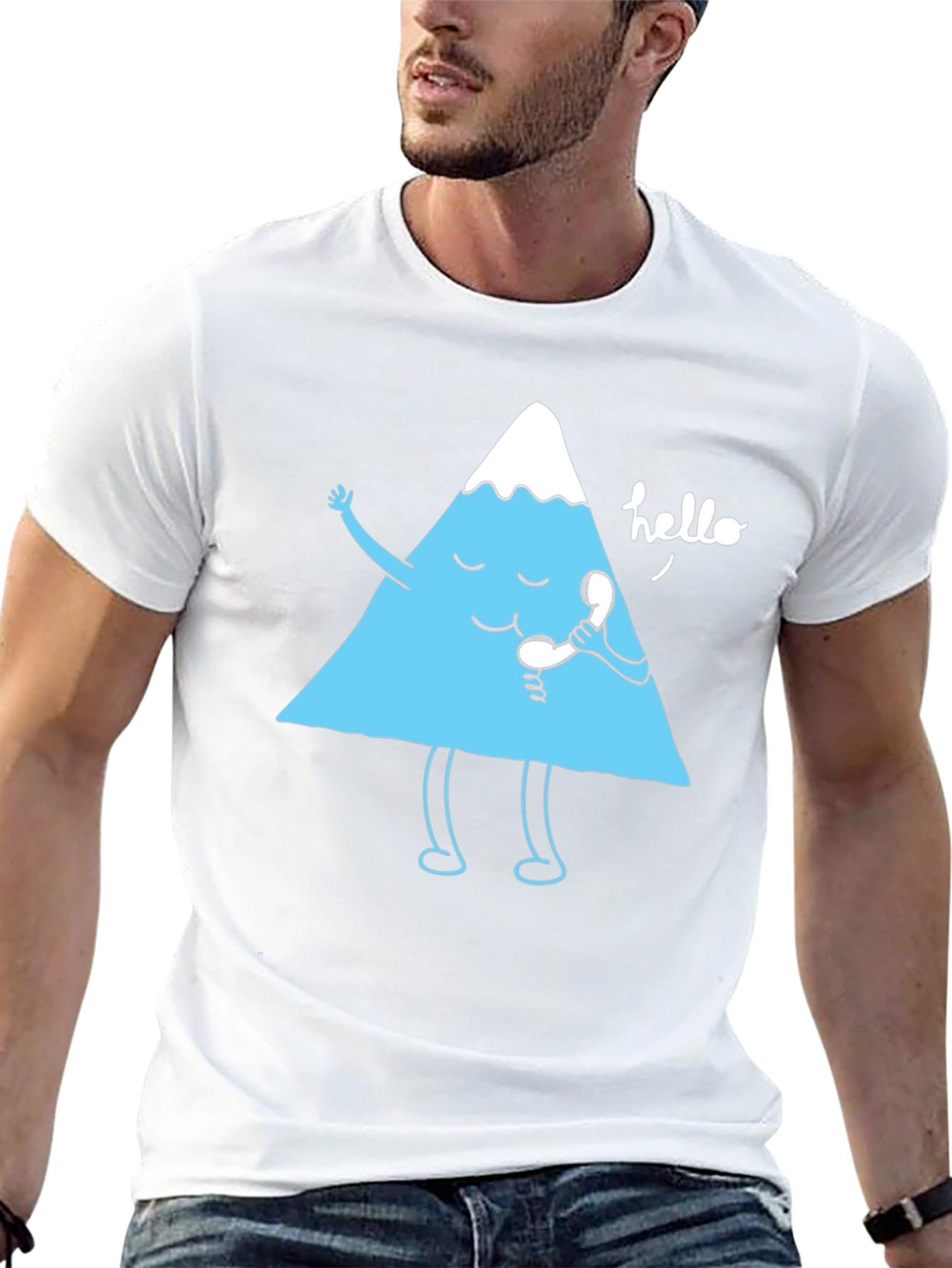 Funny Mountain Talking on the Phone Graphic T-Shirt