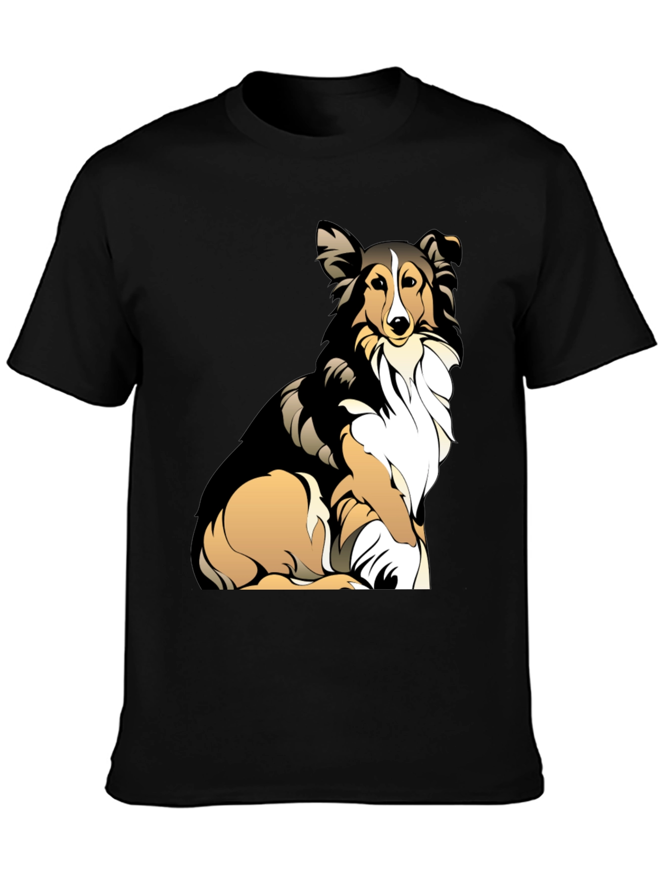 Sheltie Dog Graphic Tee - Casual Black T-Shirt