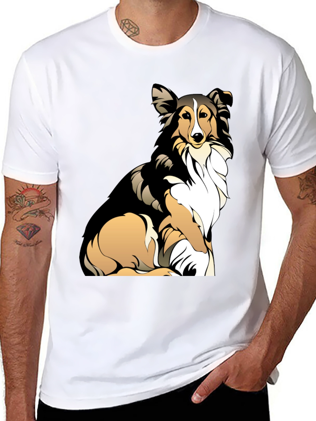 Sheltie Dog Graphic Tee - Casual Black T-Shirt