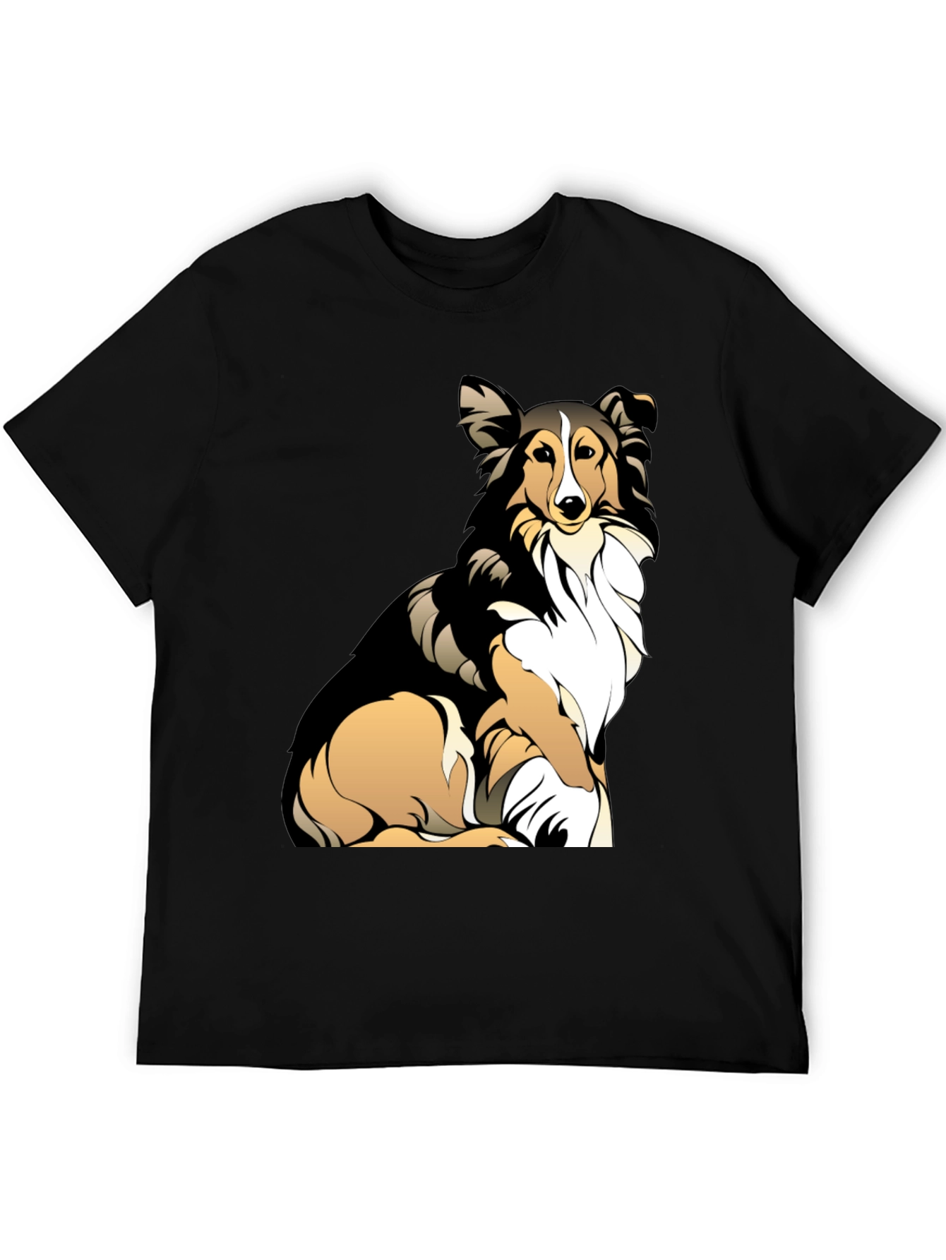 Sheltie Dog Graphic Tee - Casual Black T-Shirt