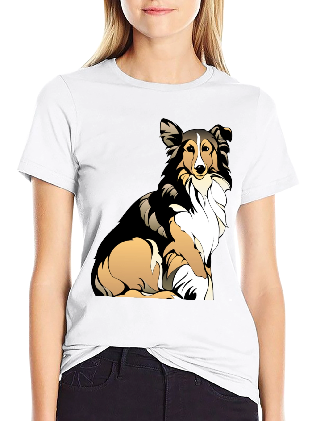 Sheltie Dog Graphic Tee - Casual Black T-Shirt