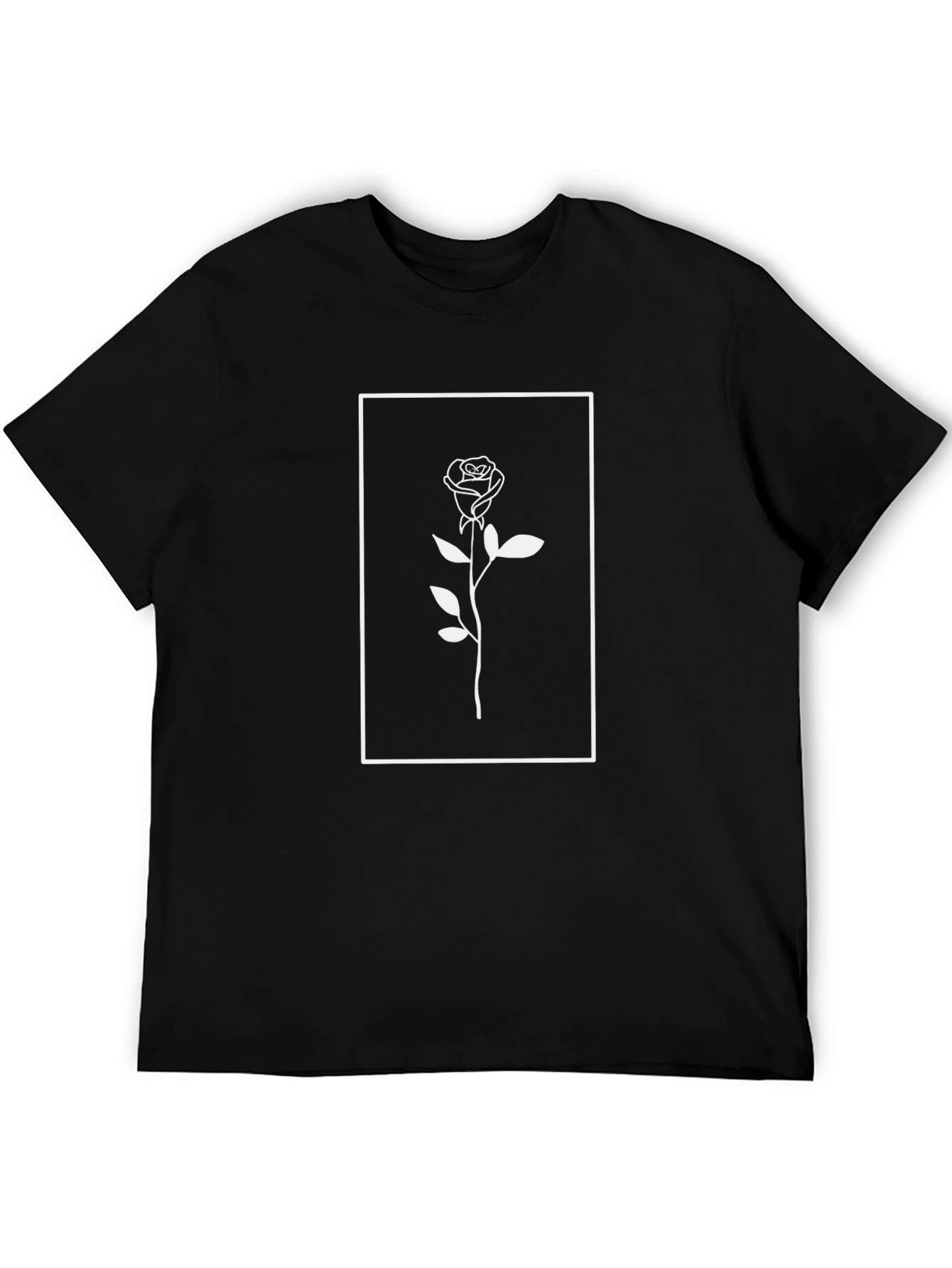 Rose Graphic Tee - Minimalist Black T-Shirt