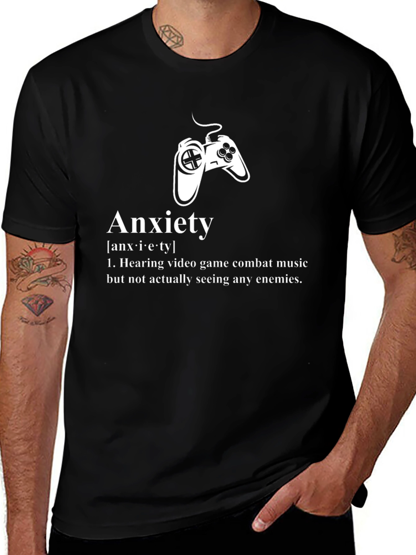 Anxiety Gamer T-Shirt - Combat Music No Enemies