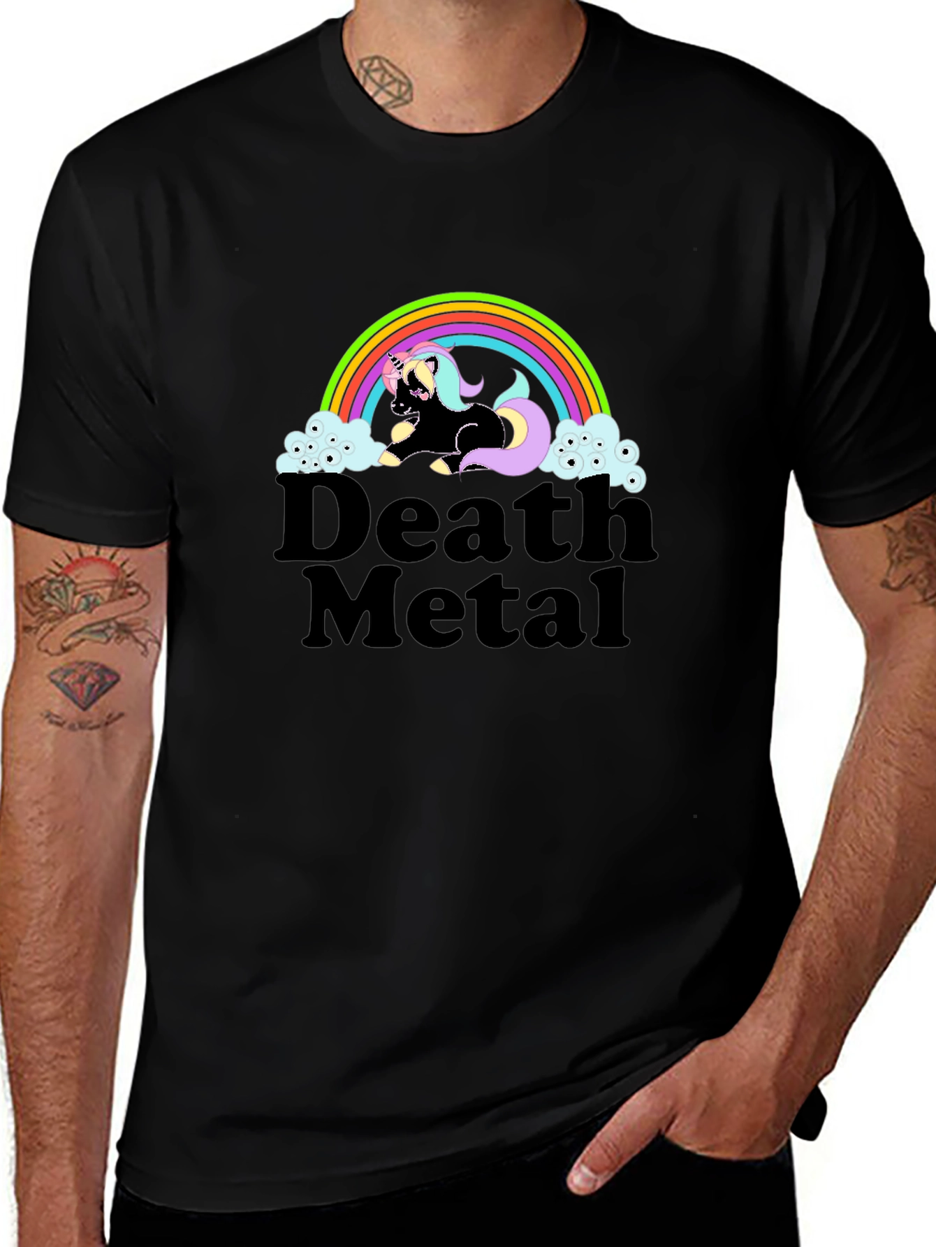 Death Metal Unicorn Graphic T-Shirt