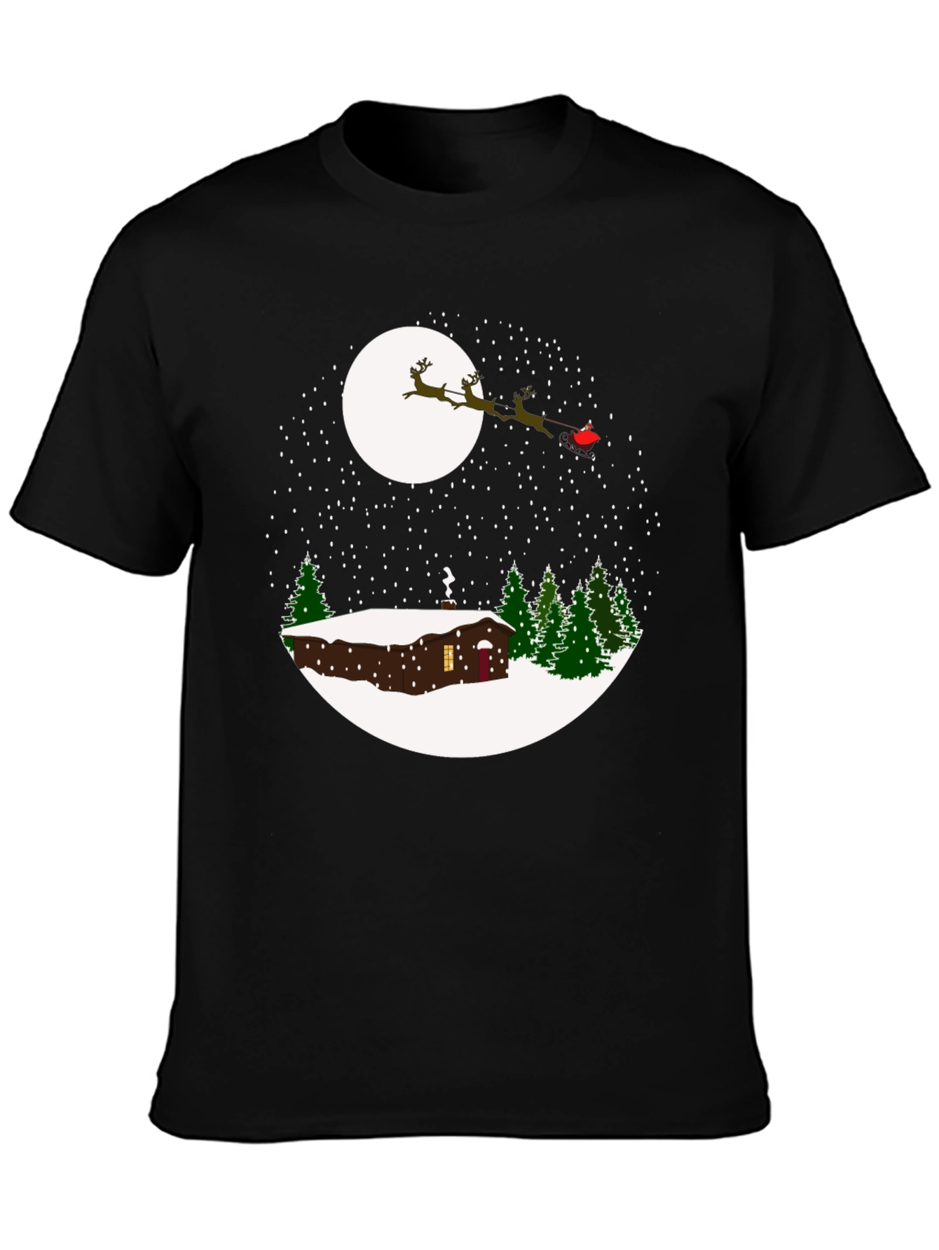 Winter Cabin Santa Sleigh T-Shirt