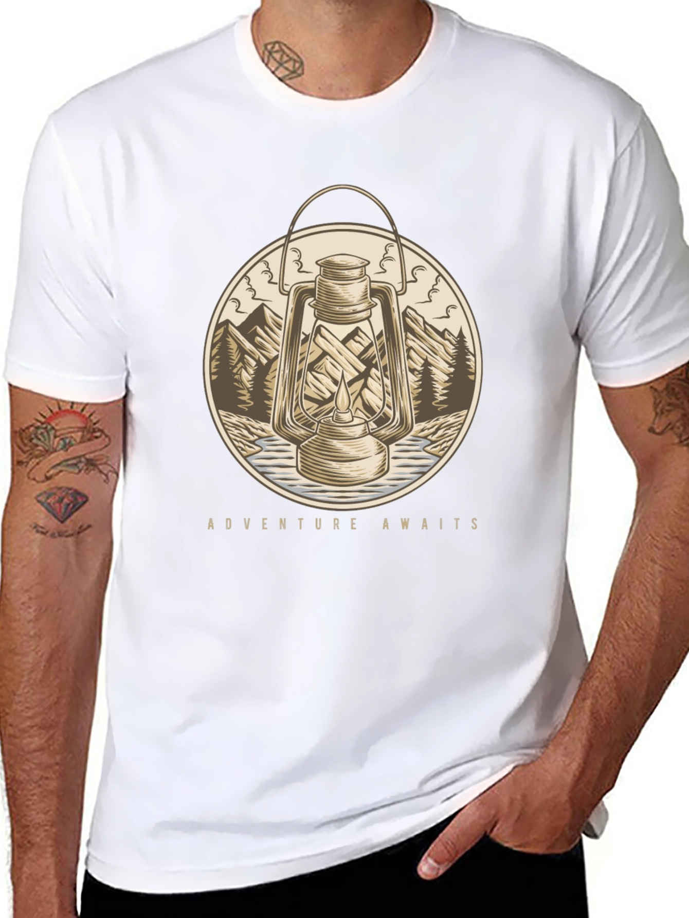 Adventure Awaits Graphic T-Shirt - Lantern Design