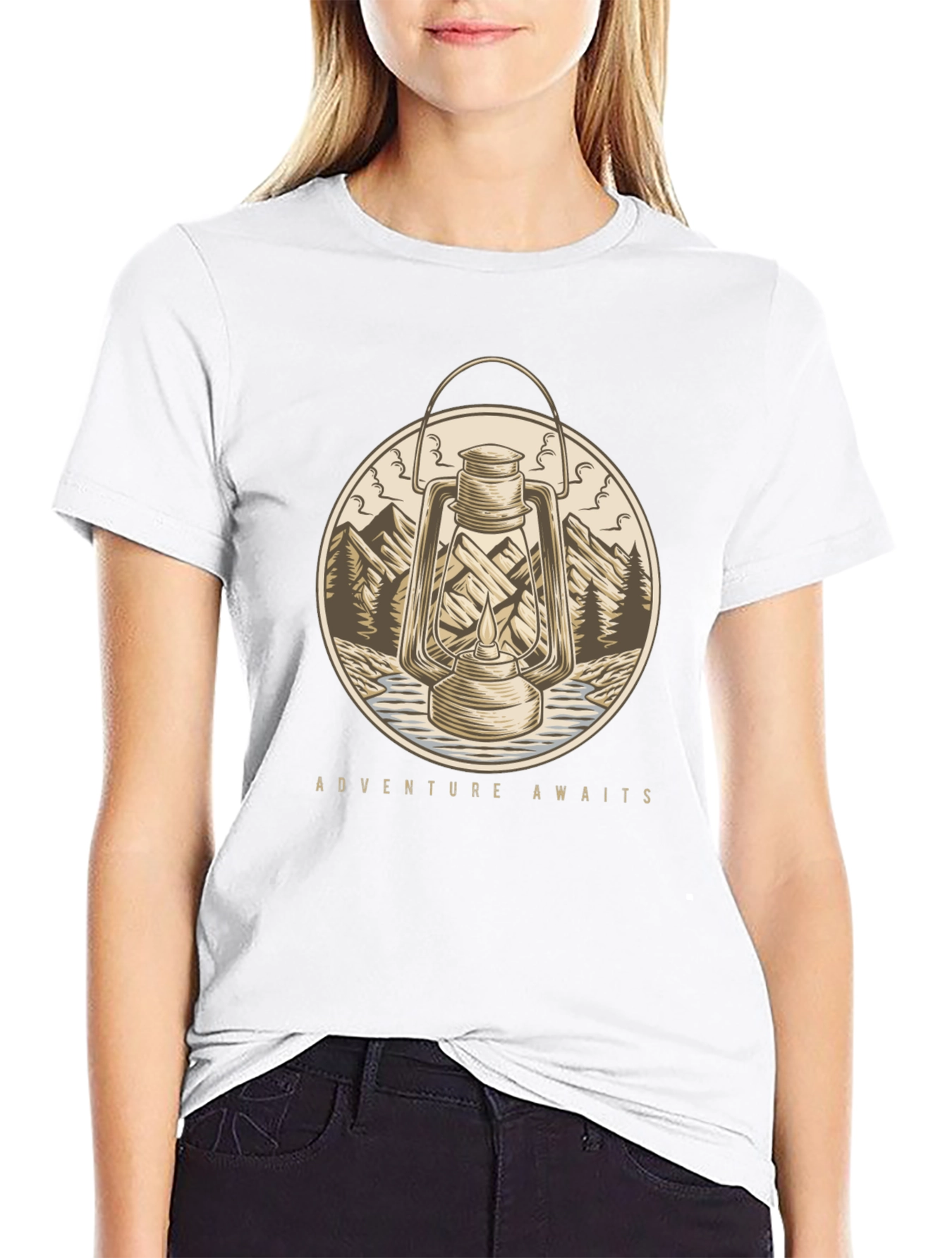 Adventure Awaits Graphic T-Shirt - Lantern Design