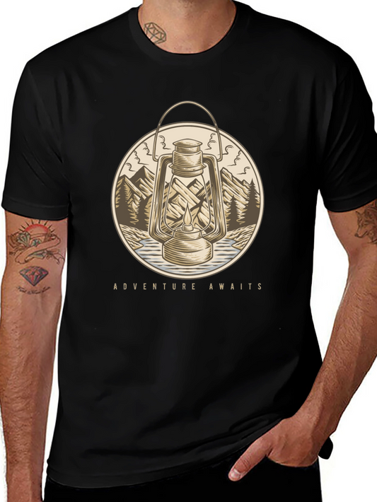 Adventure Awaits Graphic T-Shirt - Lantern Design