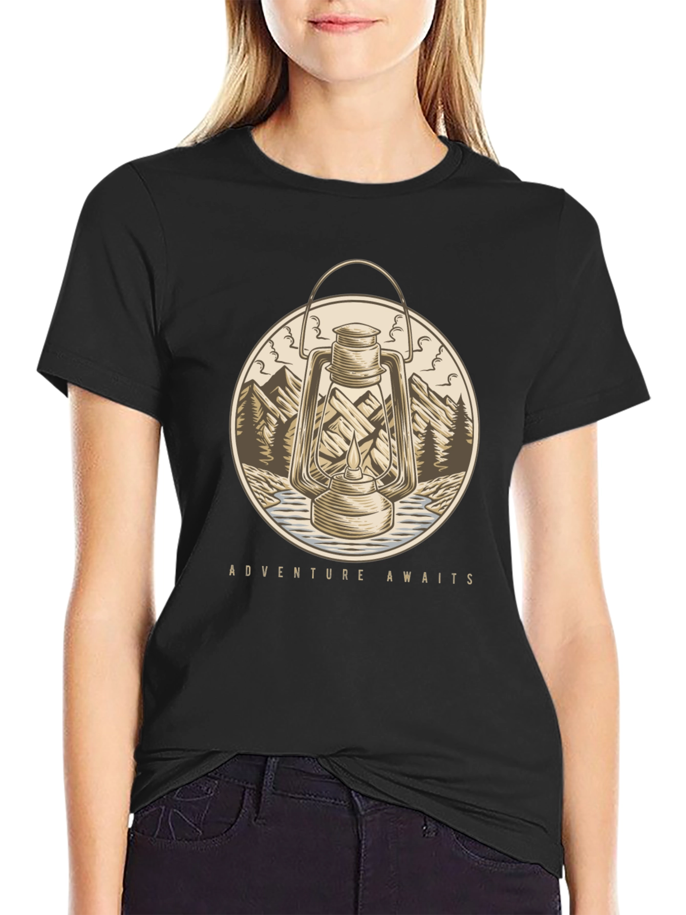 Adventure Awaits Graphic T-Shirt - Lantern Design