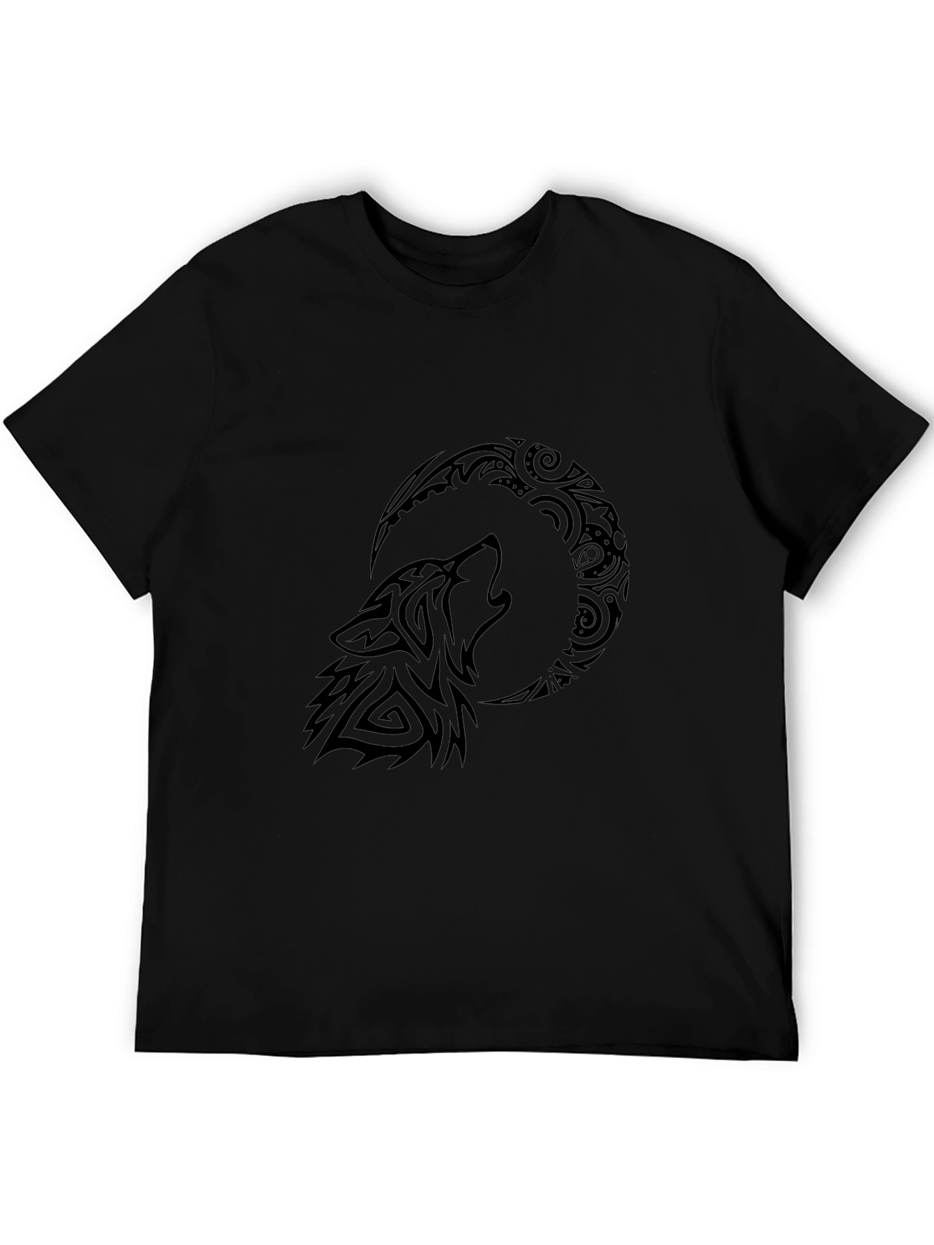 Tribal Wolf Moon T-Shirt - Black