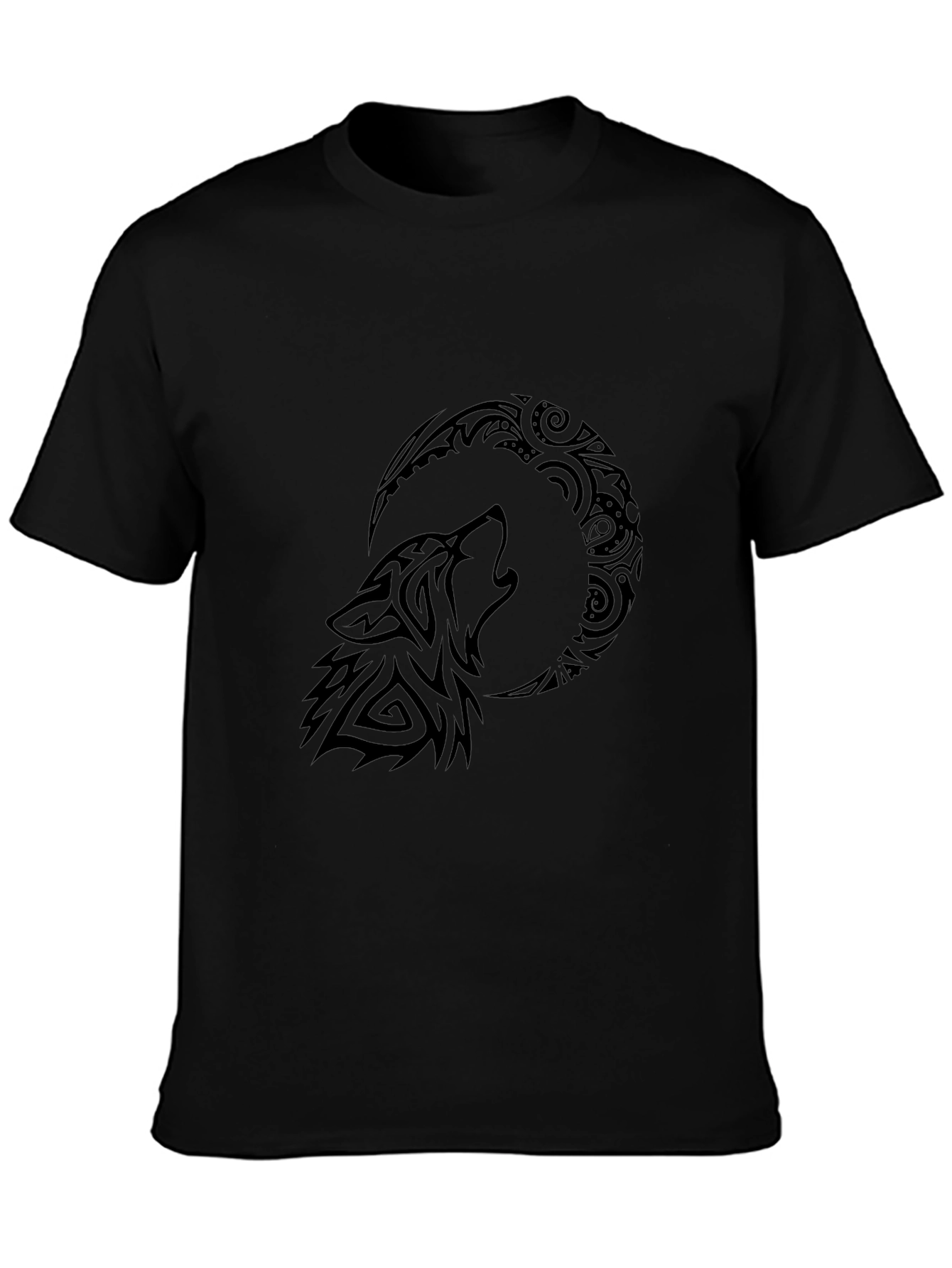 Tribal Wolf Moon T-Shirt - Black