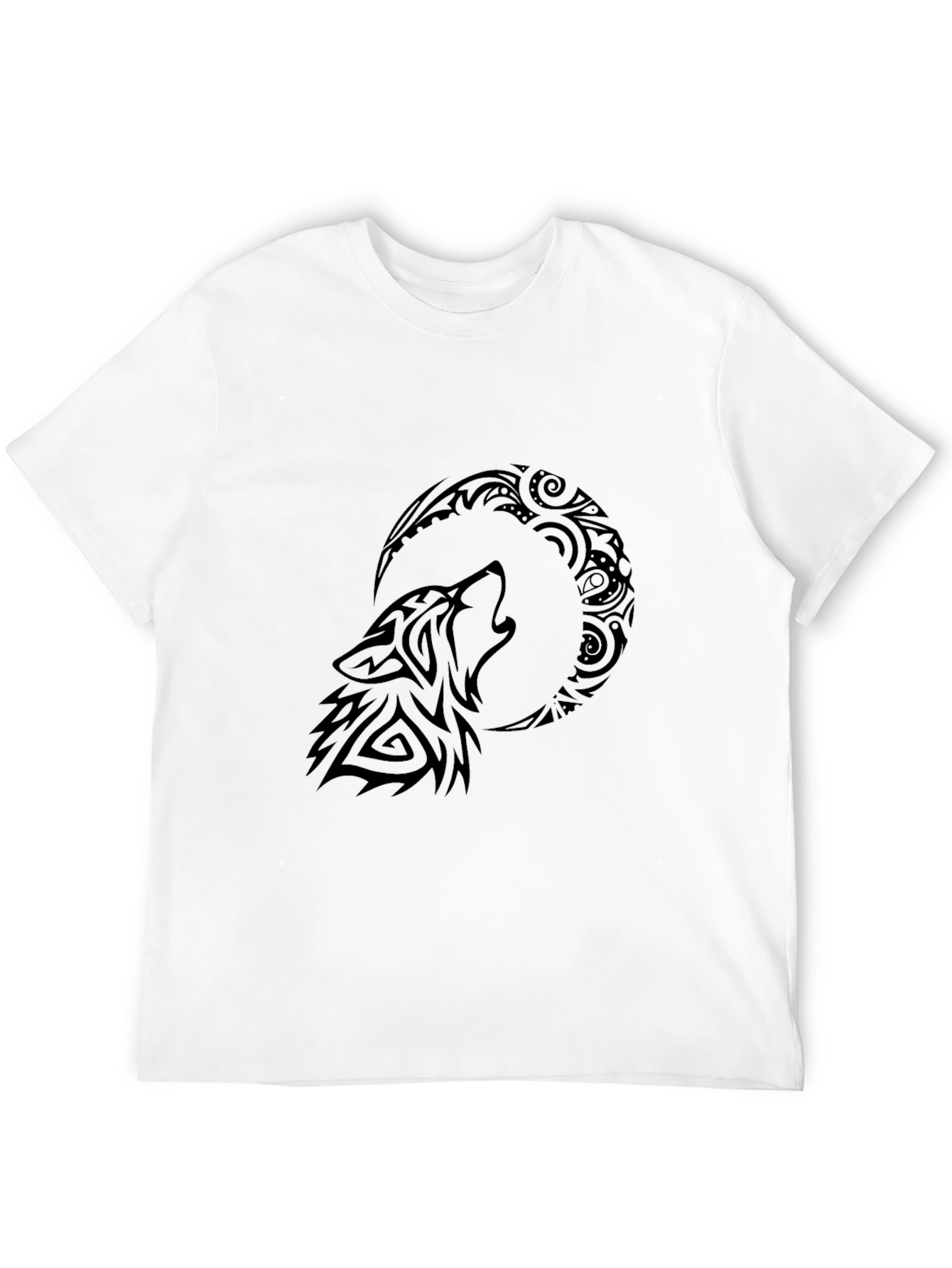 Tribal Wolf Moon T-Shirt - Black