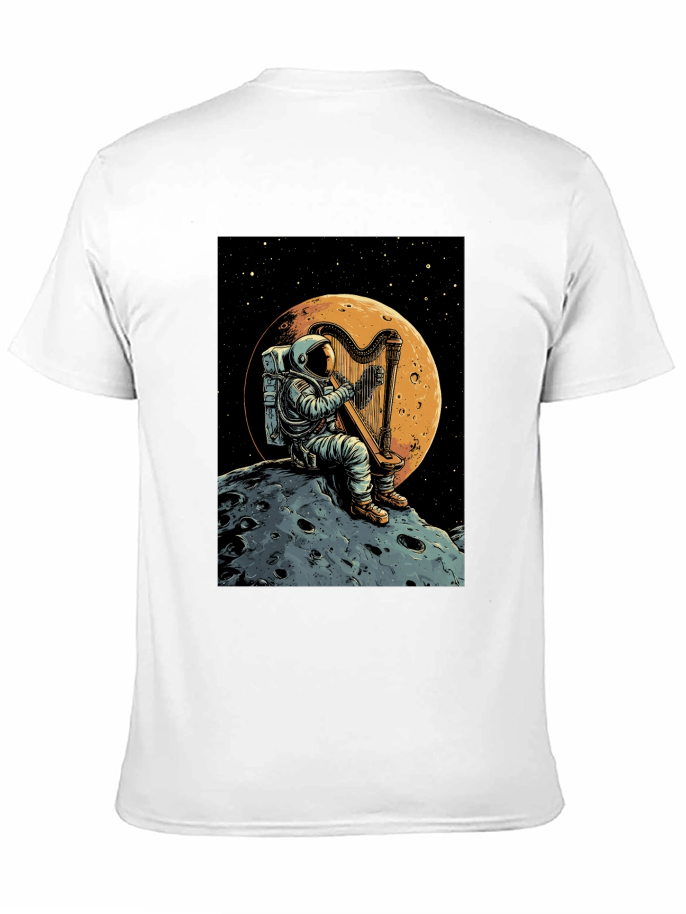 Astronaut Harp Moon T-Shirt - Space Music Tee