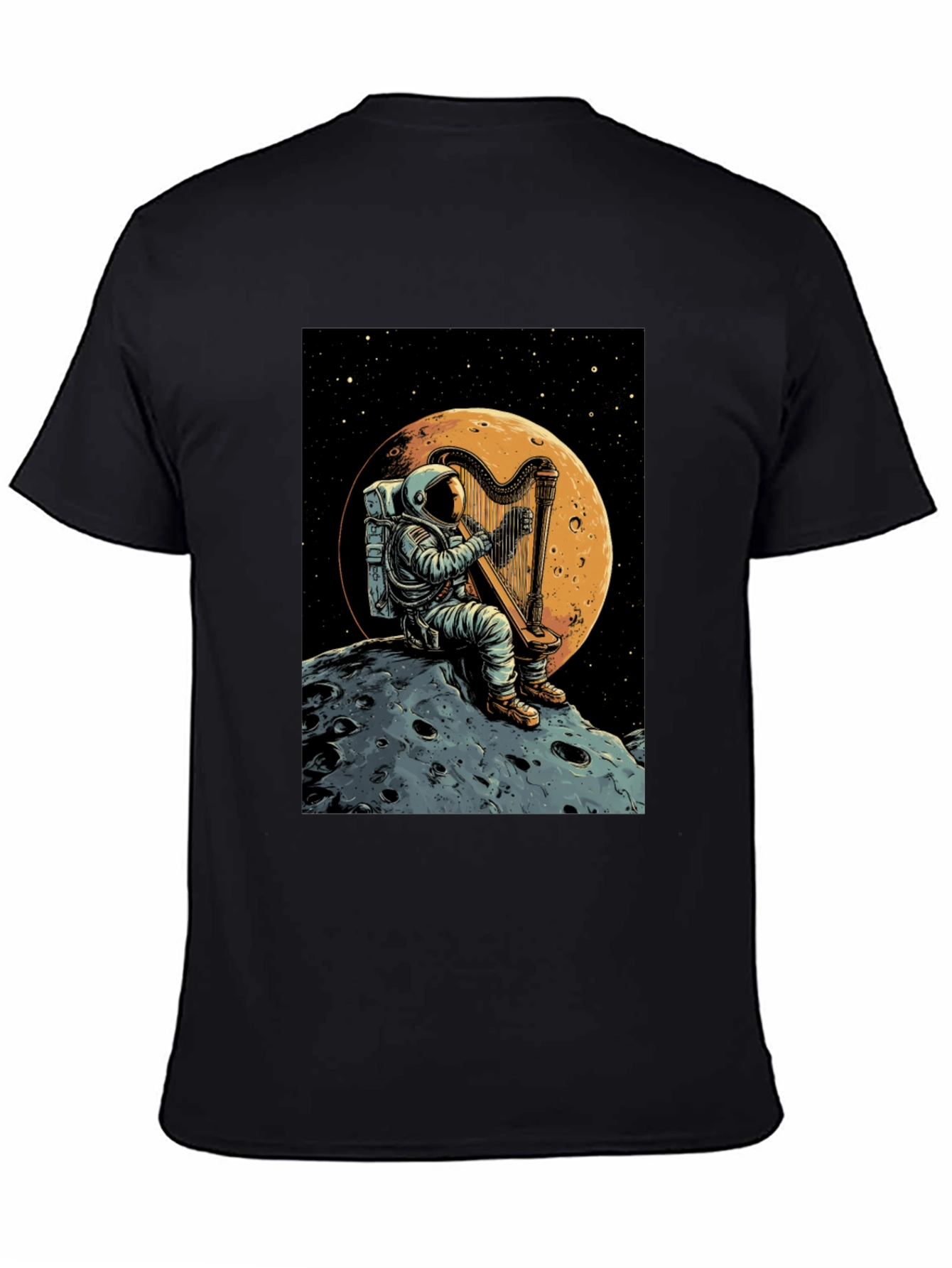 Astronaut Harp Moon T-Shirt - Space Music Tee