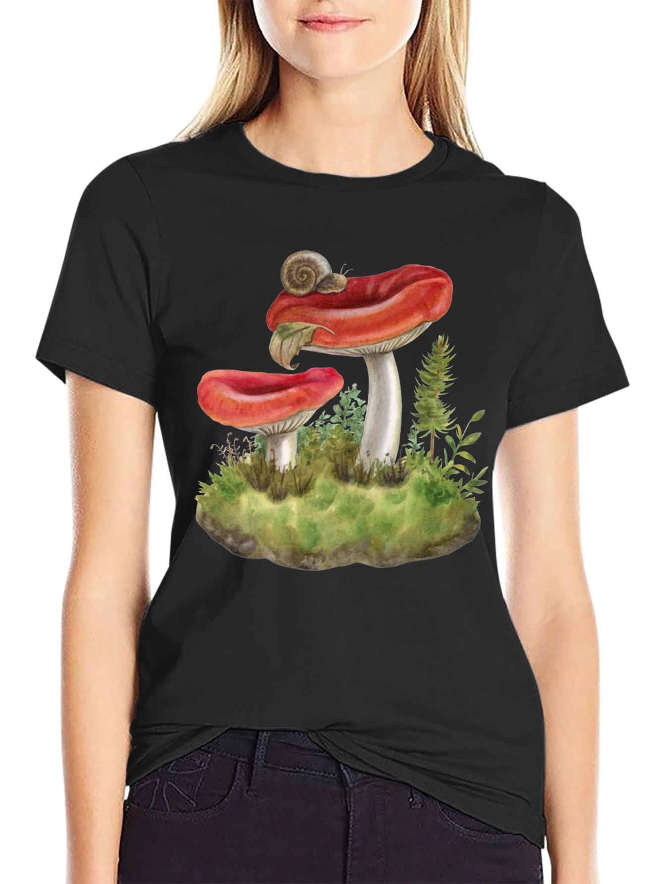 Mushroom and Snail Graphic Tee