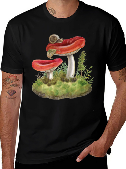 Mushroom and Snail Graphic Tee