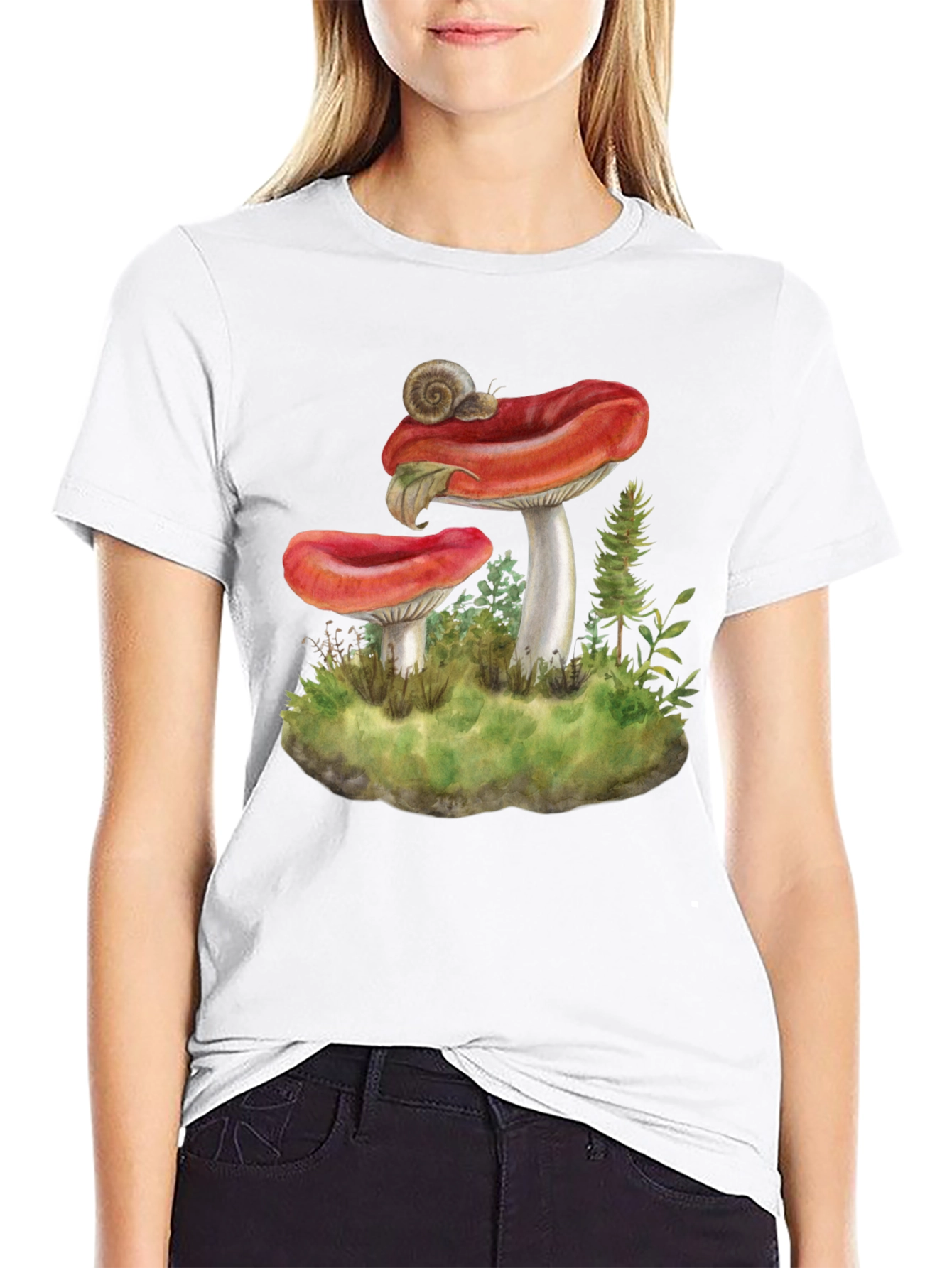 Mushroom and Snail Graphic Tee
