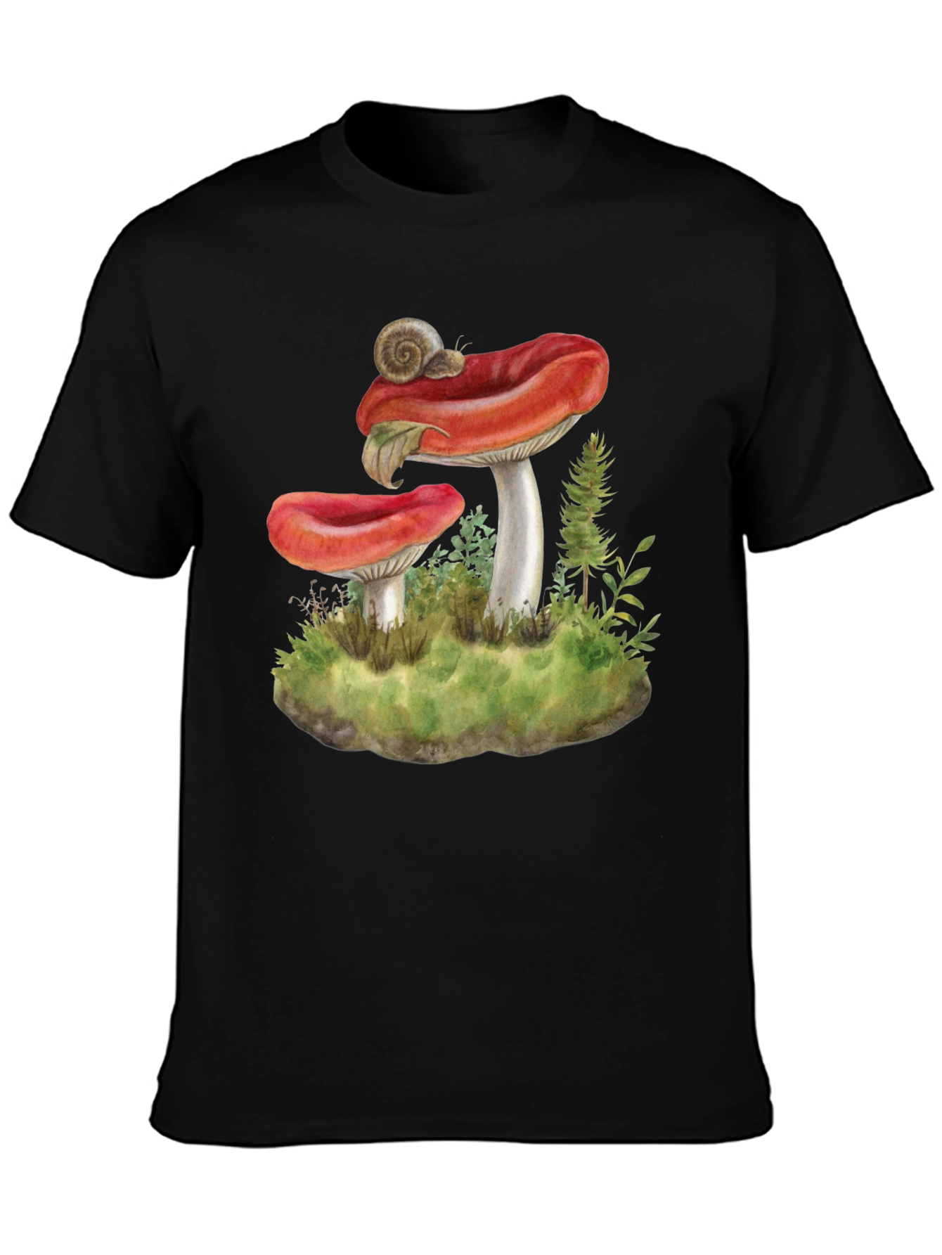 Mushroom and Snail Graphic Tee