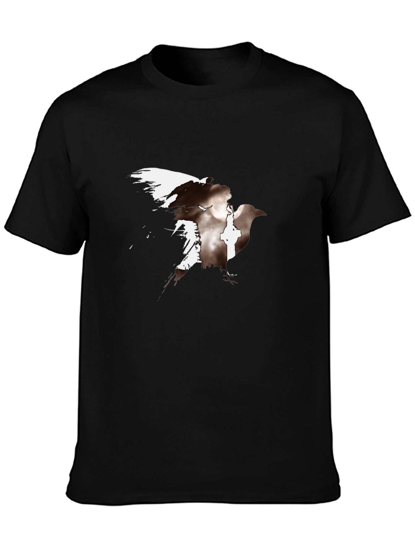 Raven Graphic Tee - Black Casual T-Shirt