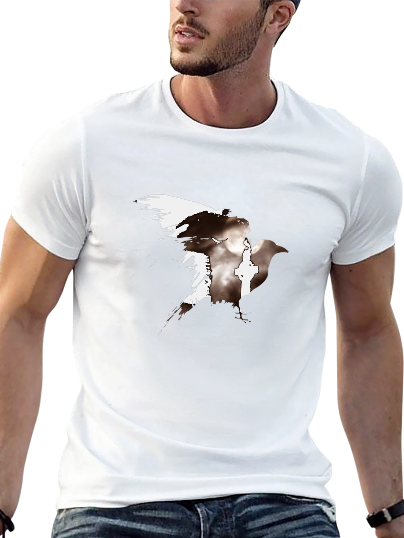 Raven Graphic Tee - Black Casual T-Shirt