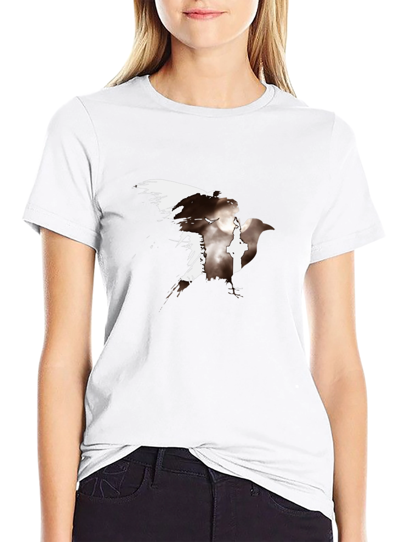 Raven Graphic Tee - Black Casual T-Shirt